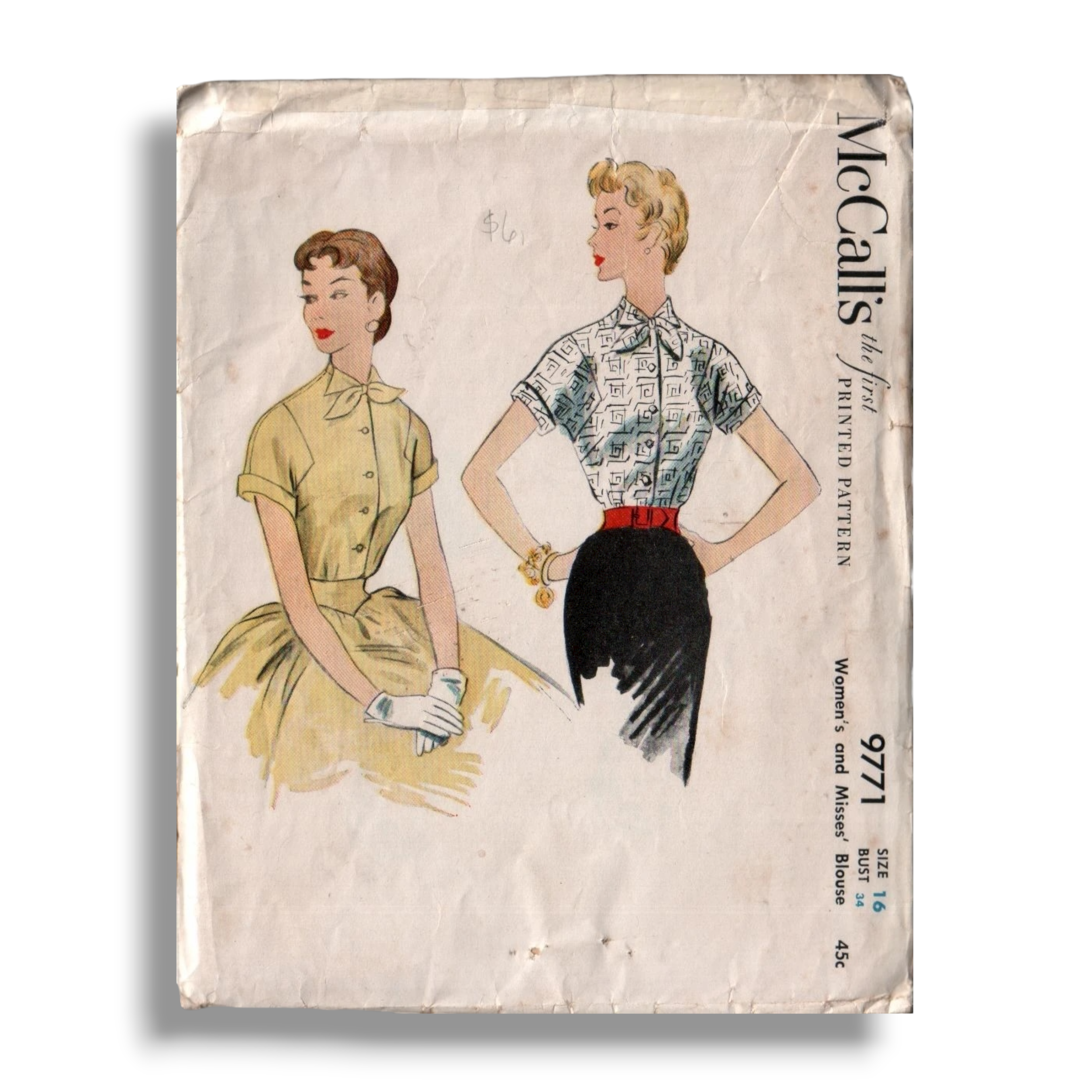 McCalls 9771, 50s Blouse, Size 14:32, Factory Folded, Vintage Sewing Pattern2.PNG