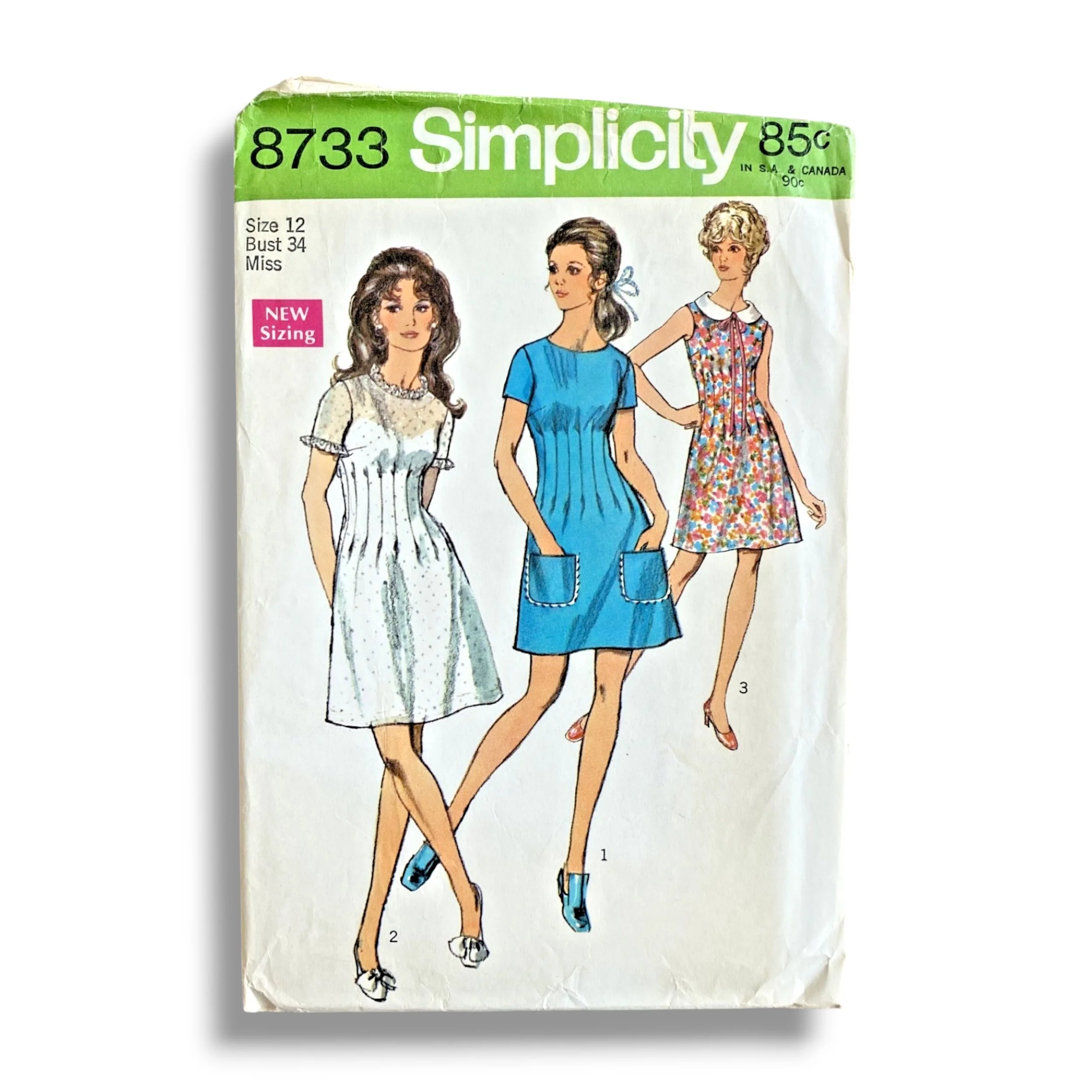 Simplicity 8733, 70s Dress, Size 12:34, Cut, Vintage Sewing Pattern.jpg
