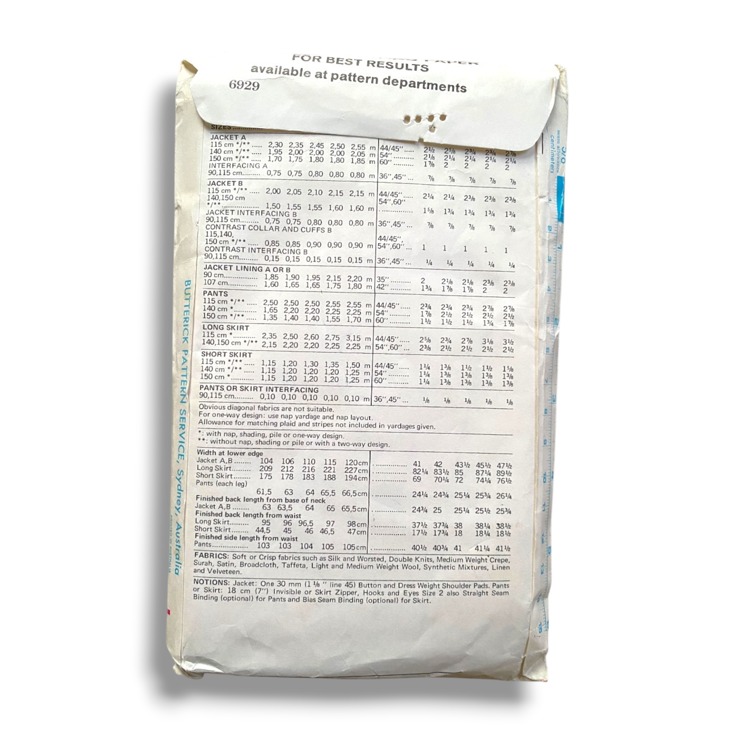 Butterick 6929, 70s Jacket:Pant:Skirt, Size 10:32.5, Factory Folded, Vintage Sewing Pattern1.PNG