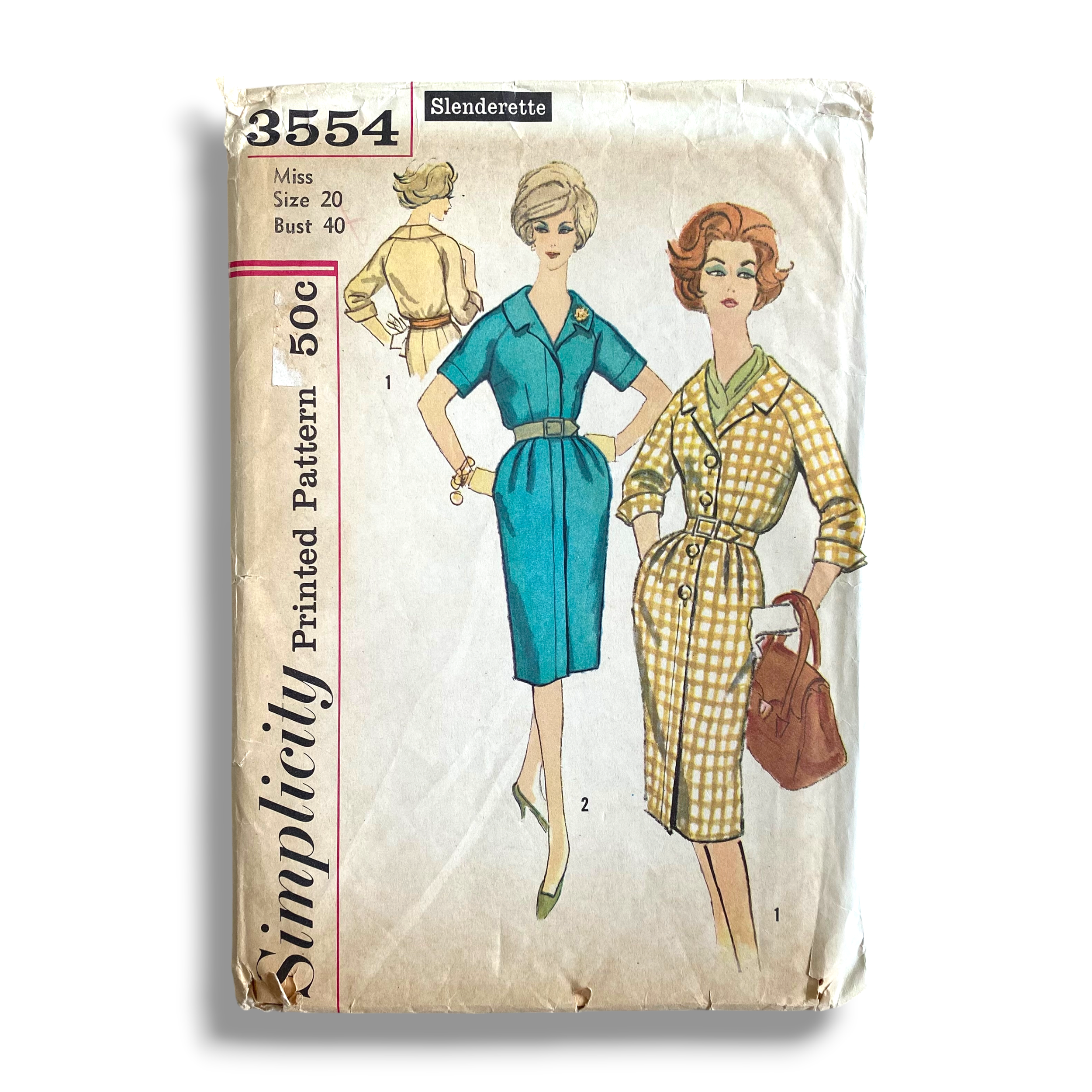 Simplicity 3554, 60s Dress, Size 20/40, Factory Folded, Vintage Sewing Pattern