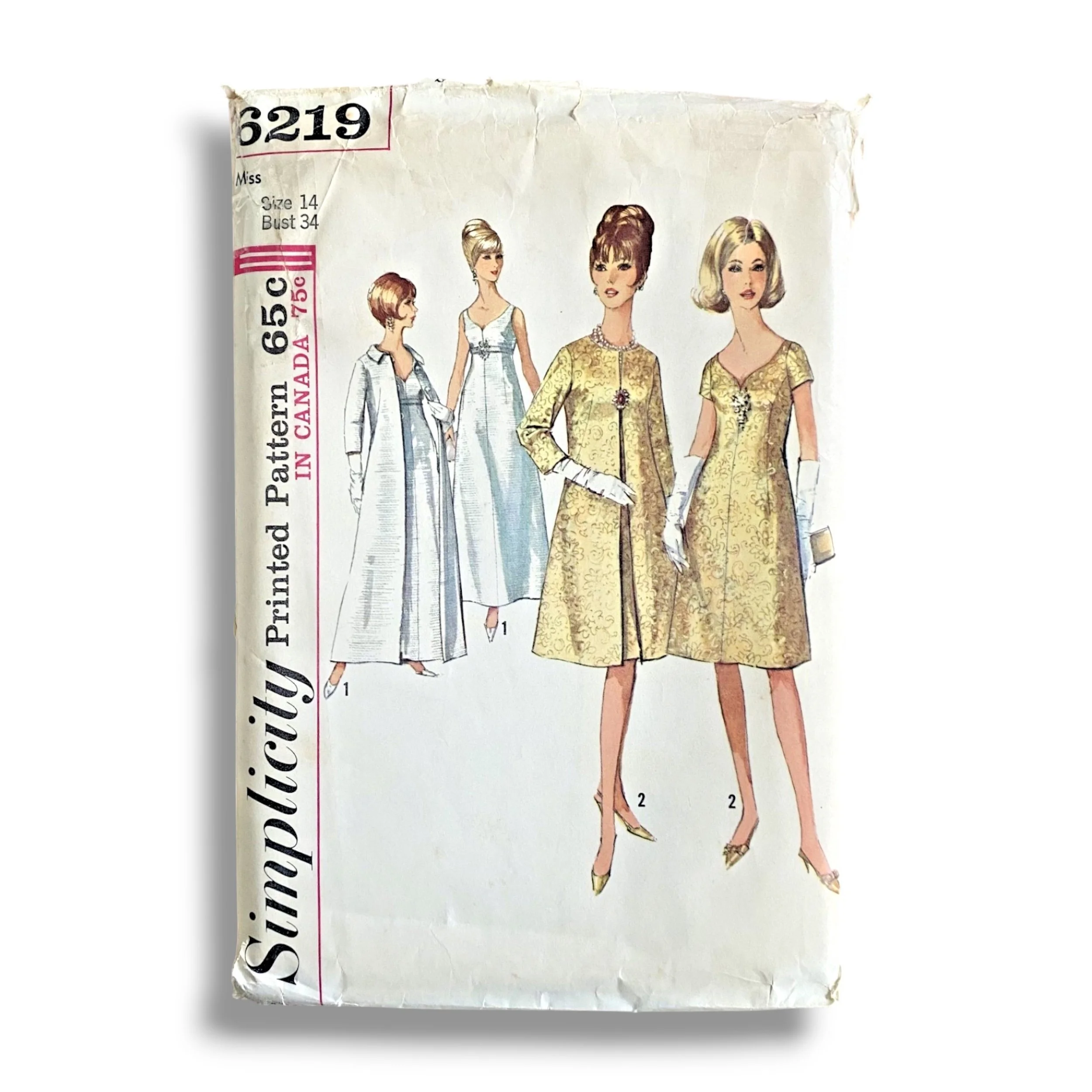 Simplicity 6219, 60s Coat:Dress, Size 14:34, Factory Folded, Vintage Sewing Pattern.jpg