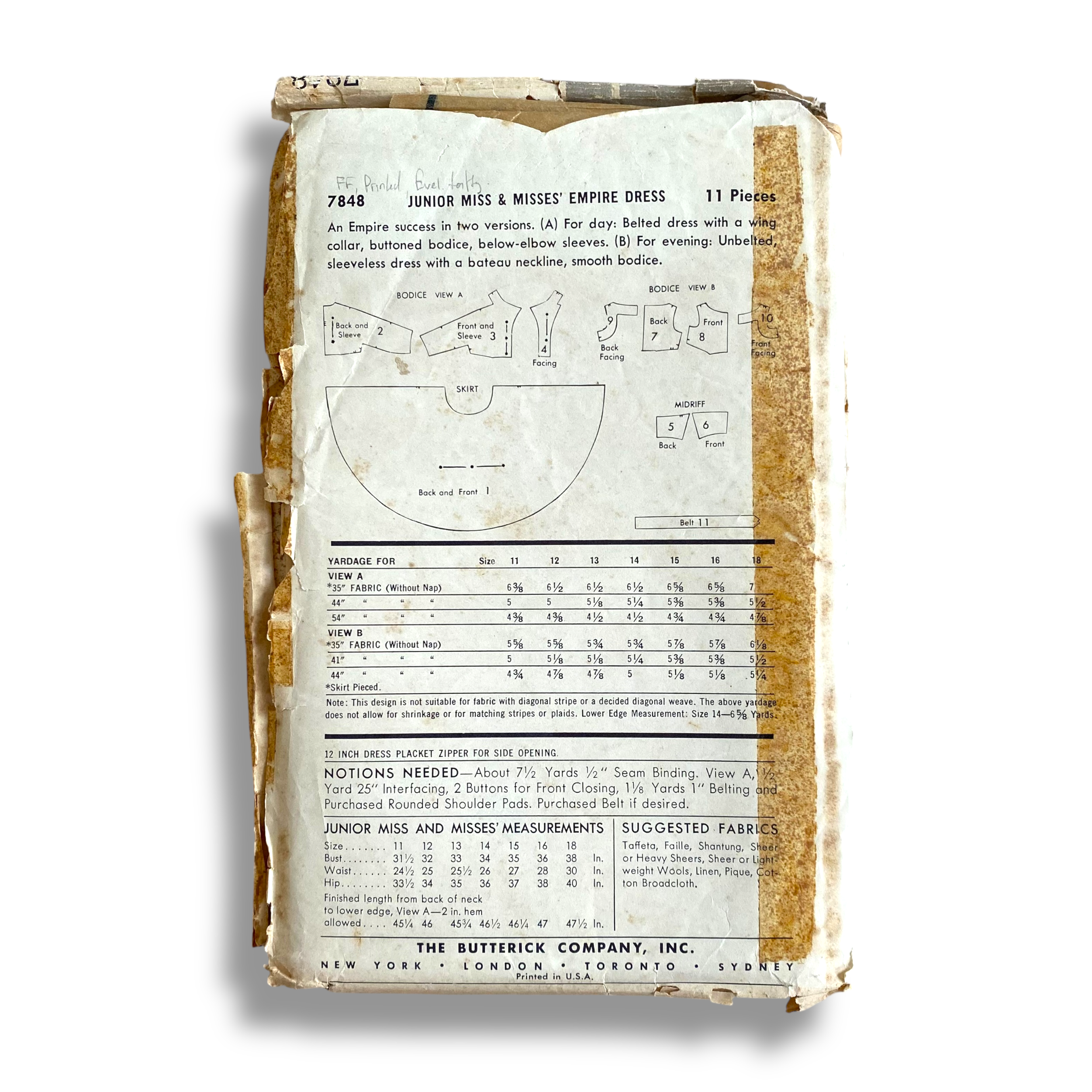 Butterick 7848, 50s Dress, Size 11:31.5, Factory Folded, Vintage Sewing Pattern2.png