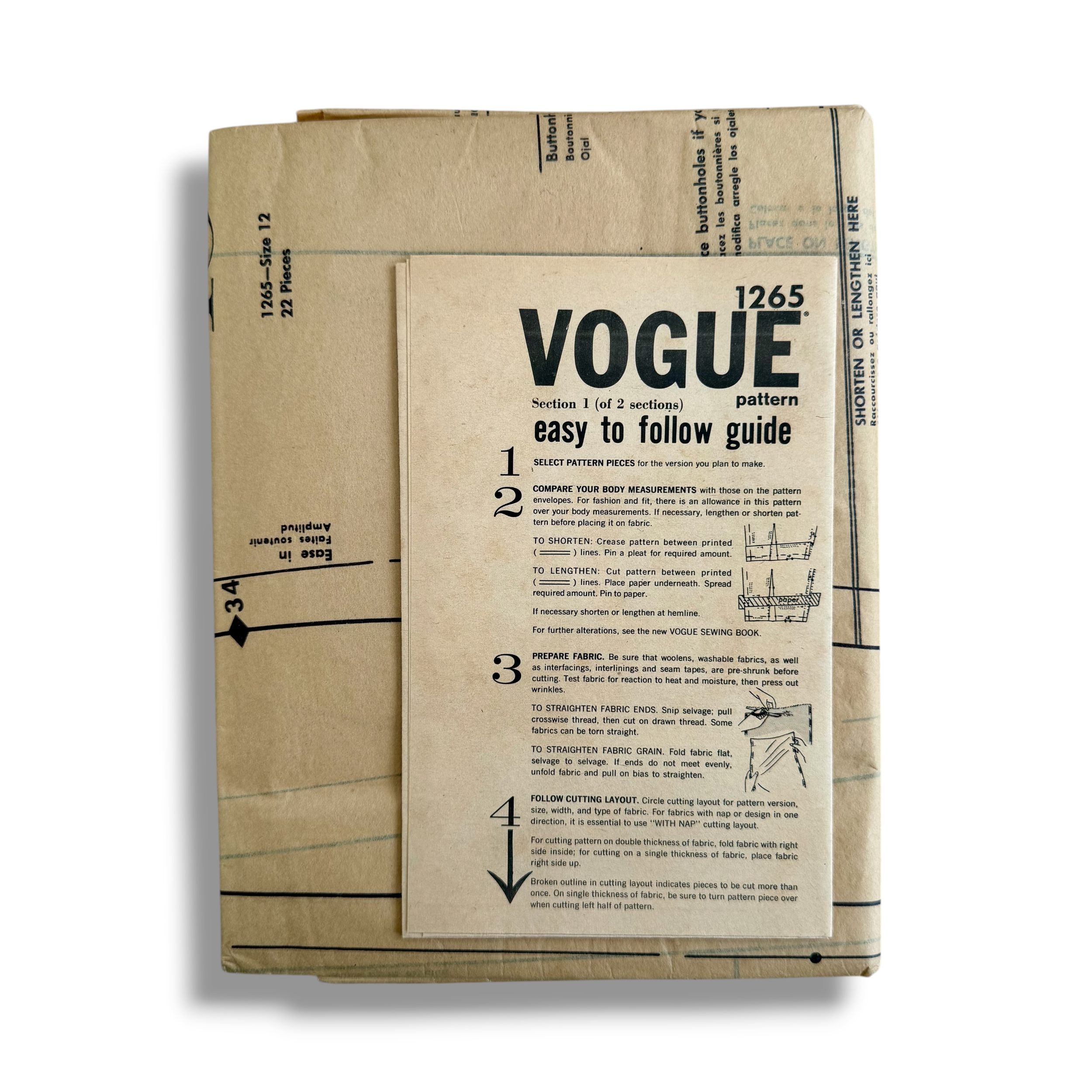 Vogue Couturier Design 1265 – Simonetta, 60s Dress & Coat, Size 12 Bust 32, Factory Folded Vintage Sewing Pattern3.PNG