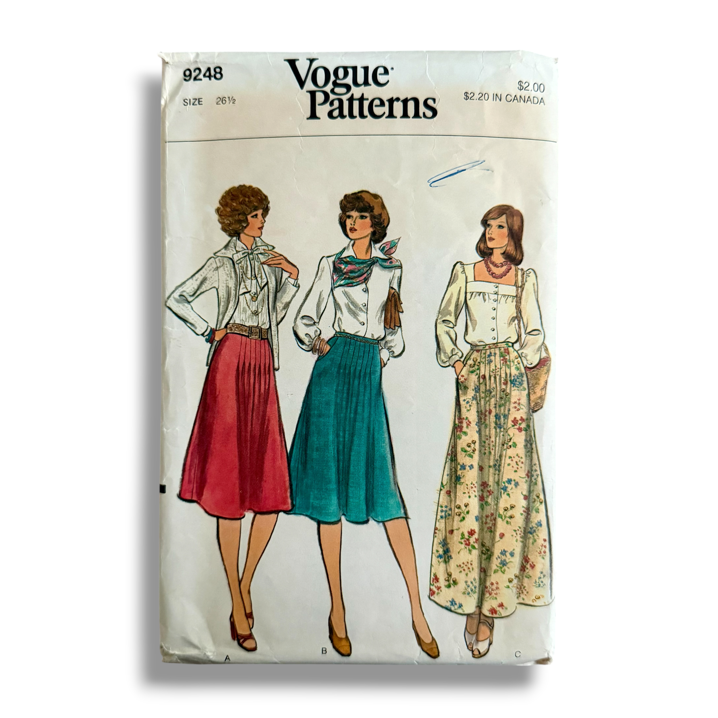 Vogue 9248, 70s Skirt, Waist 26.5 Hip 36, Cut & Complete, Vintage Sewing Pattern