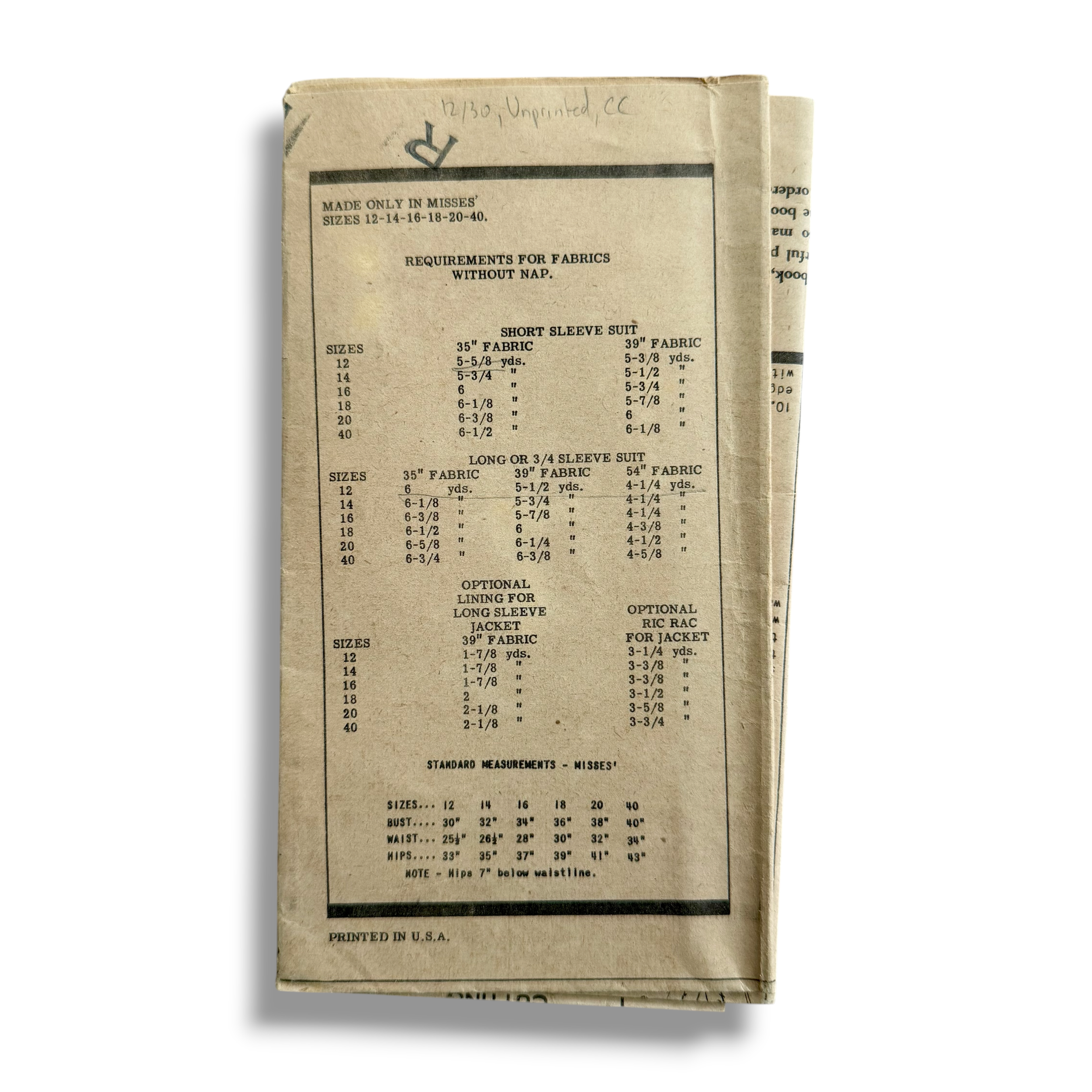 Anne Adams 4861, 40s Tailored Suit, Bust 30, Complete, Vintage Sewing Pattern 2.PNG