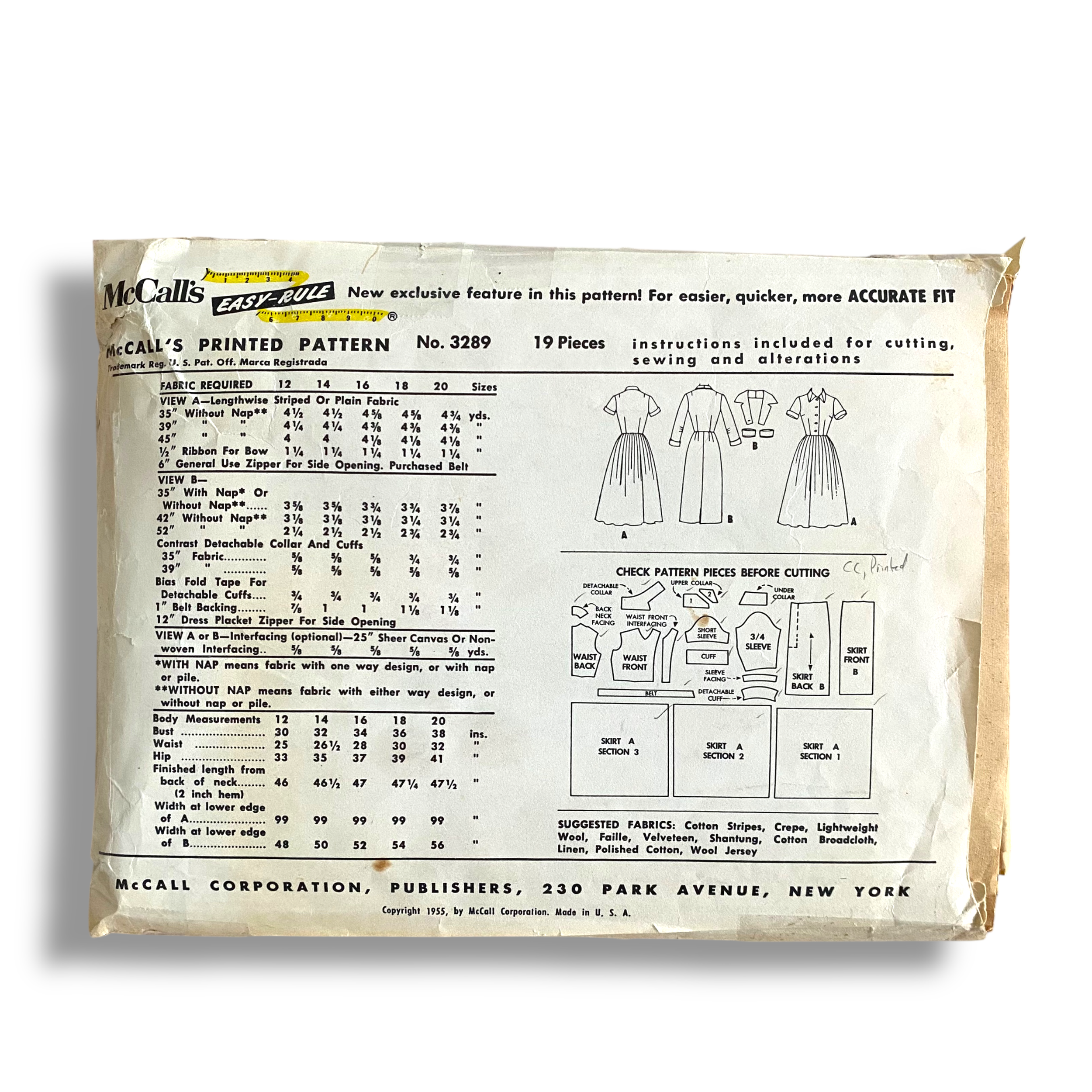 McCalls 3289, 50s Dress, Size 12:30, Cut & Complete, Vintage Sewing Pattern2.png