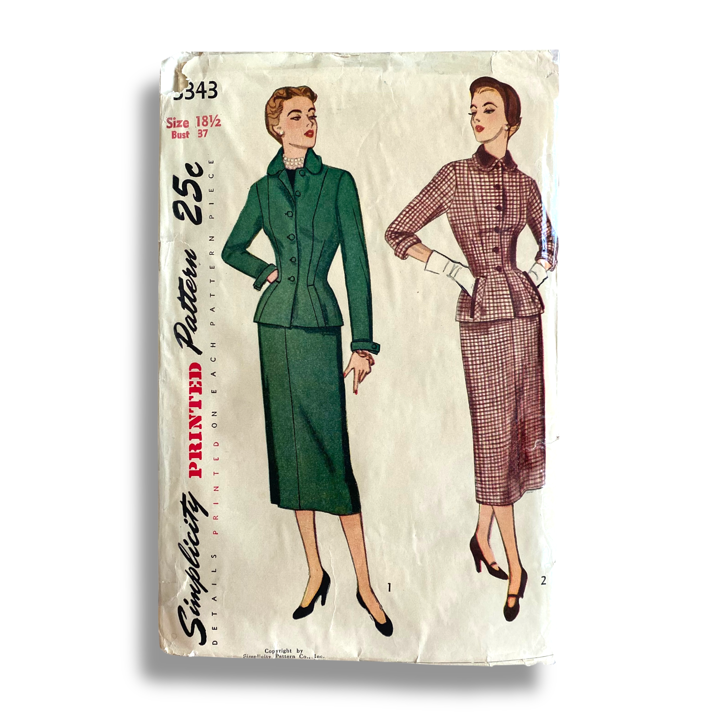 Simplicity 3343, 50s Two-Piece Suit, Size 33:43, Cut & Complete, Vintage Sewing Pattern1.png