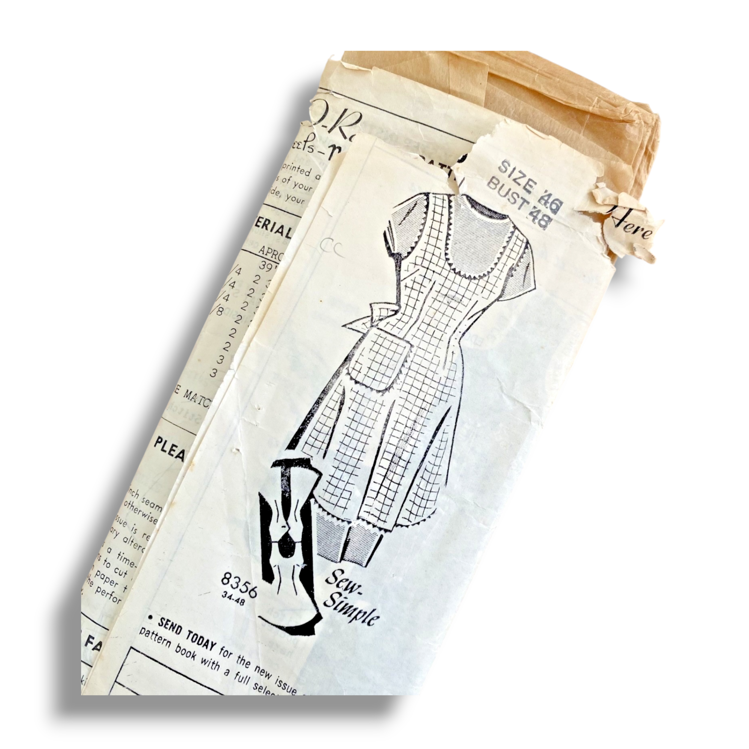 Mail Order, Patt-O-Rama 8356, 60s Apron, Size 46 B48 , Cut & Complete, Vintage Sewing Pattern.PNG