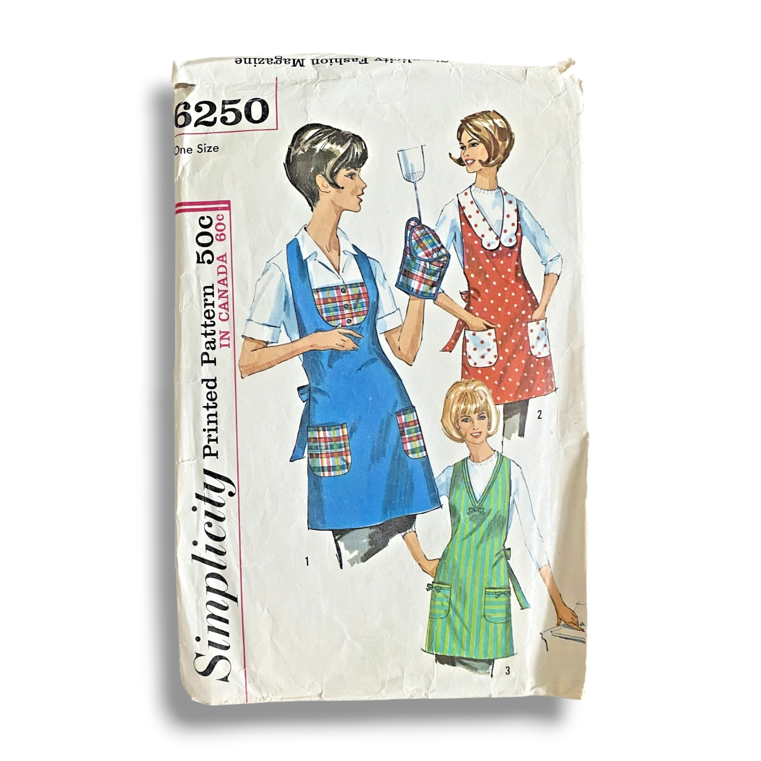 Simplicity 6250, 60s Apron/Mitt, One Size, Cut & Complete, Vintage Sewing Pattern