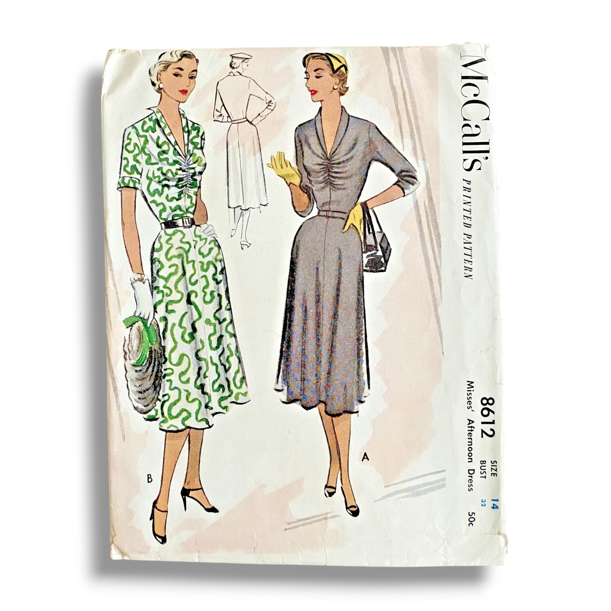 McCalls 8612, 50s Dress, Size 14/32, Cut & Complete, Vintage Sewing Pattern