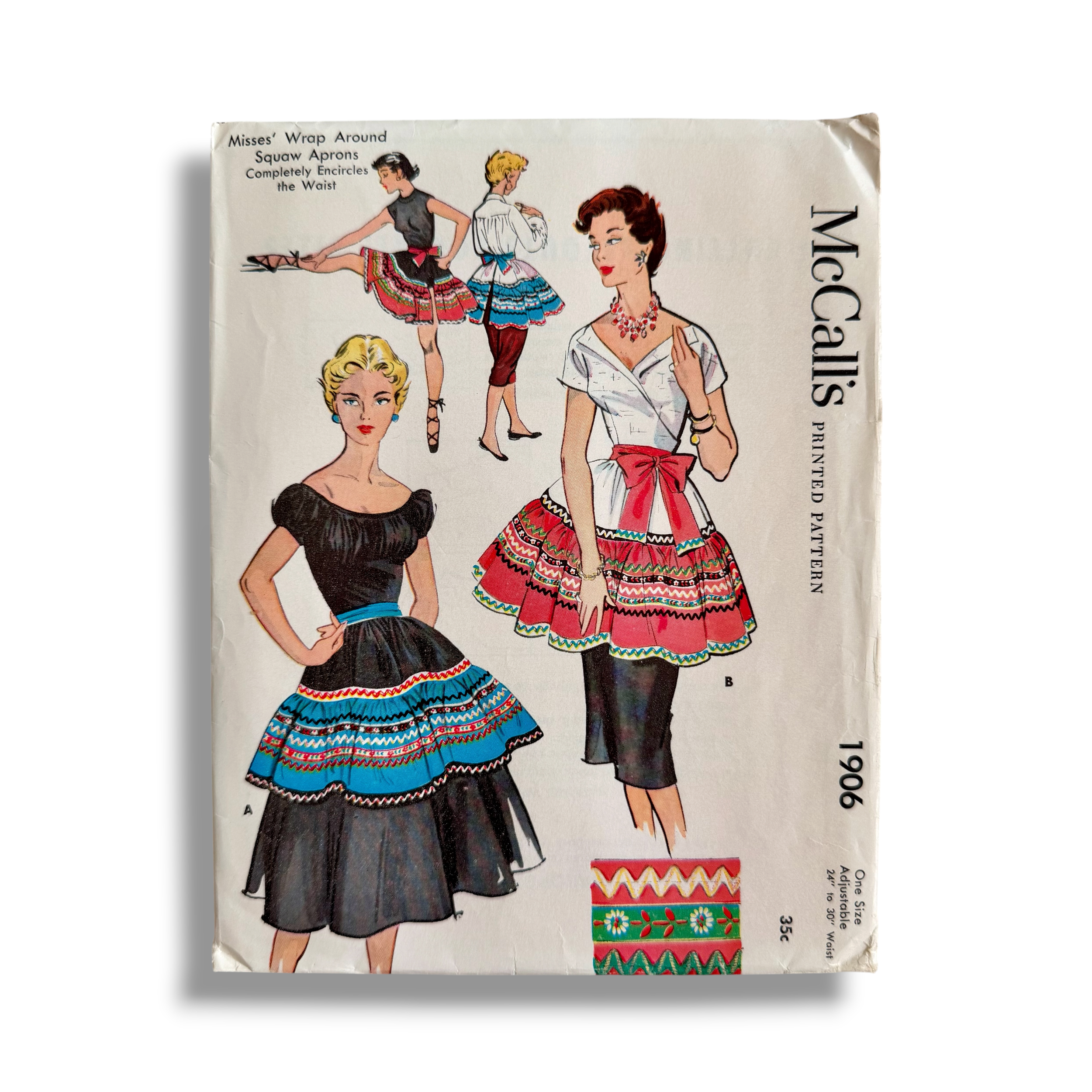 McCall's 1906, 50s Wrap-Around Aprons, One Size, Unused, Factory Folded, Vintage Sewing Pattern1.PNG