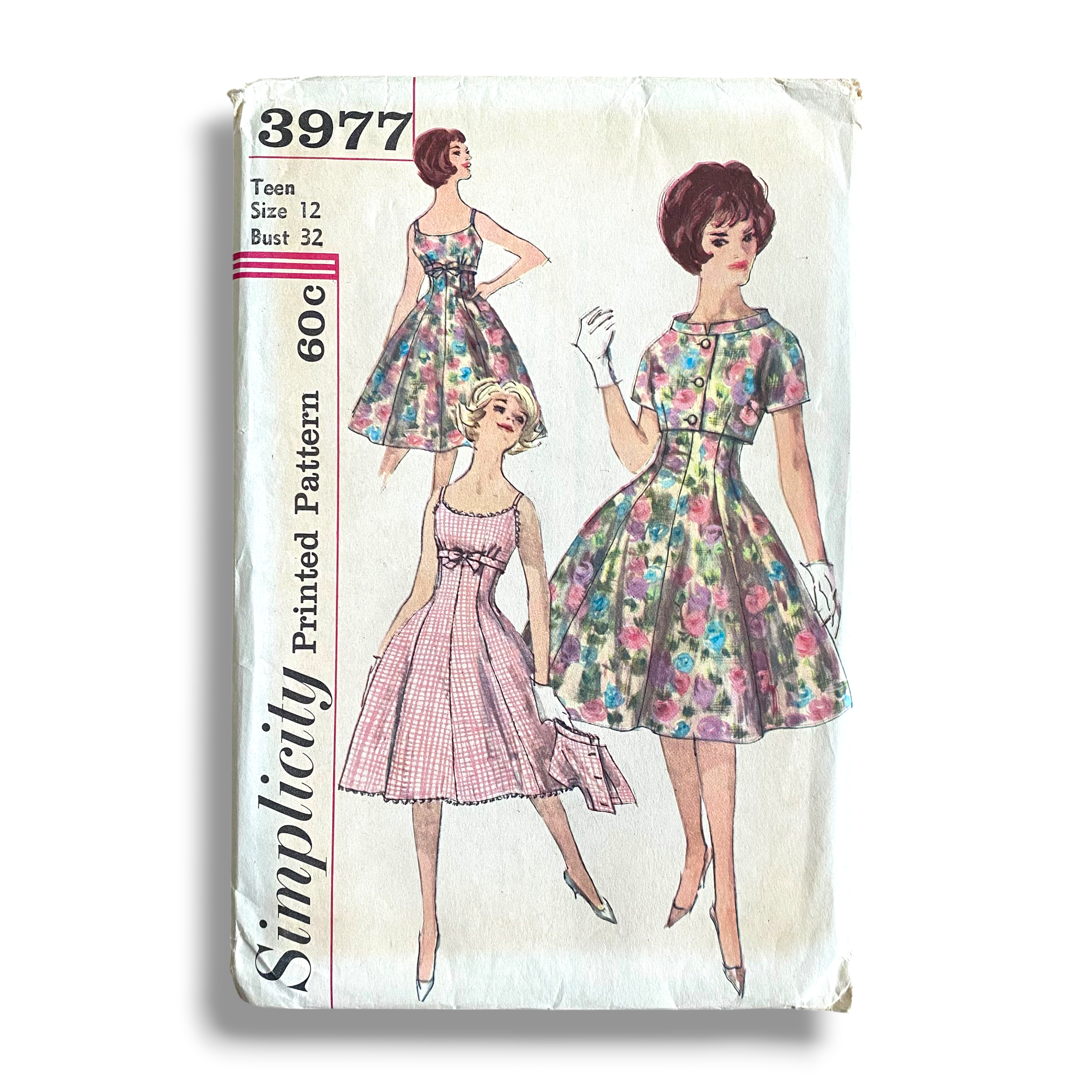 Simplicity 3977, 60s Dress/Jacket, Size 12/32, Factory Folded, Vintage Sewing Pattern