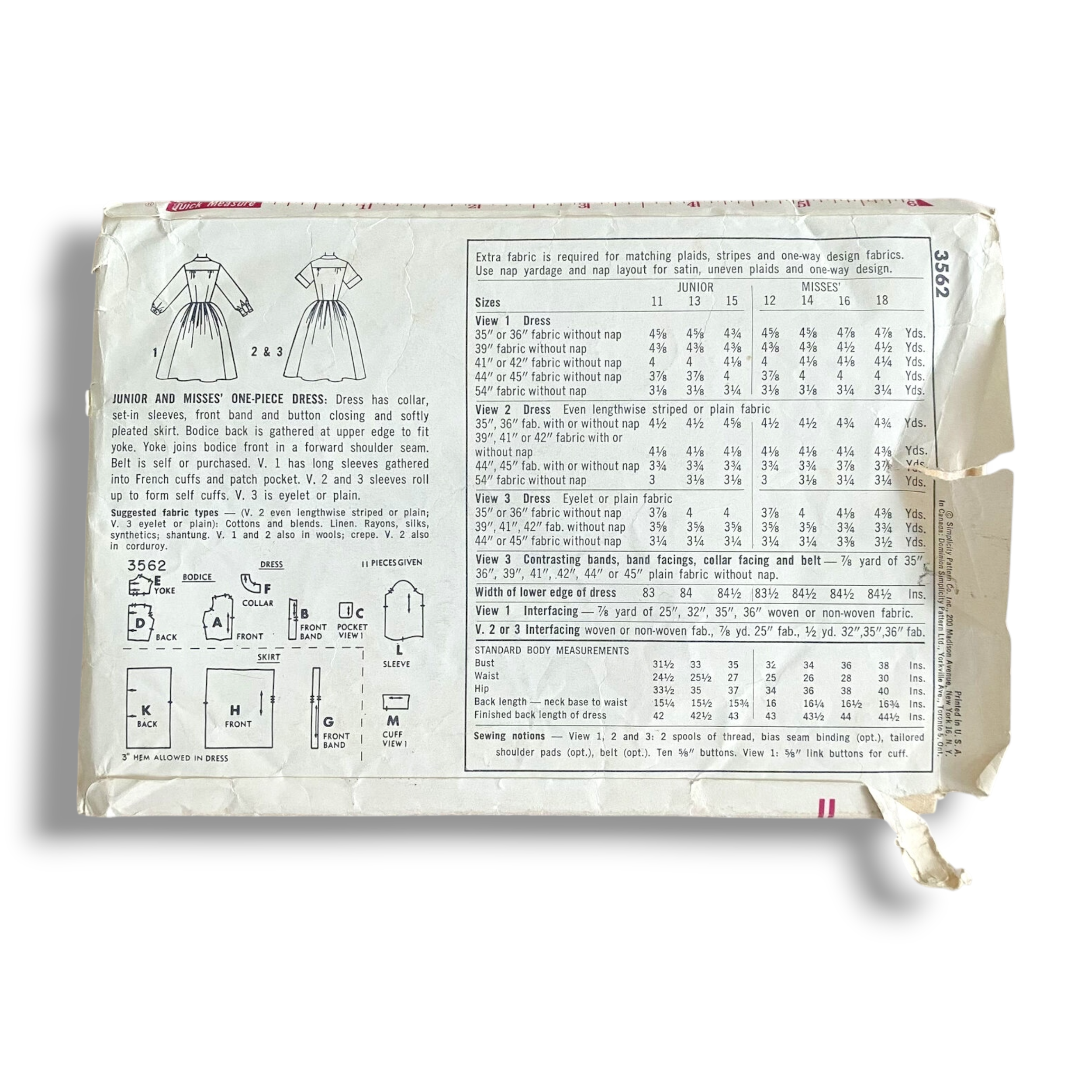 Simplicity 3562, 60s Dress, Size 14:34, Cut & Complete, Vintage Sewing Pattern1.PNG