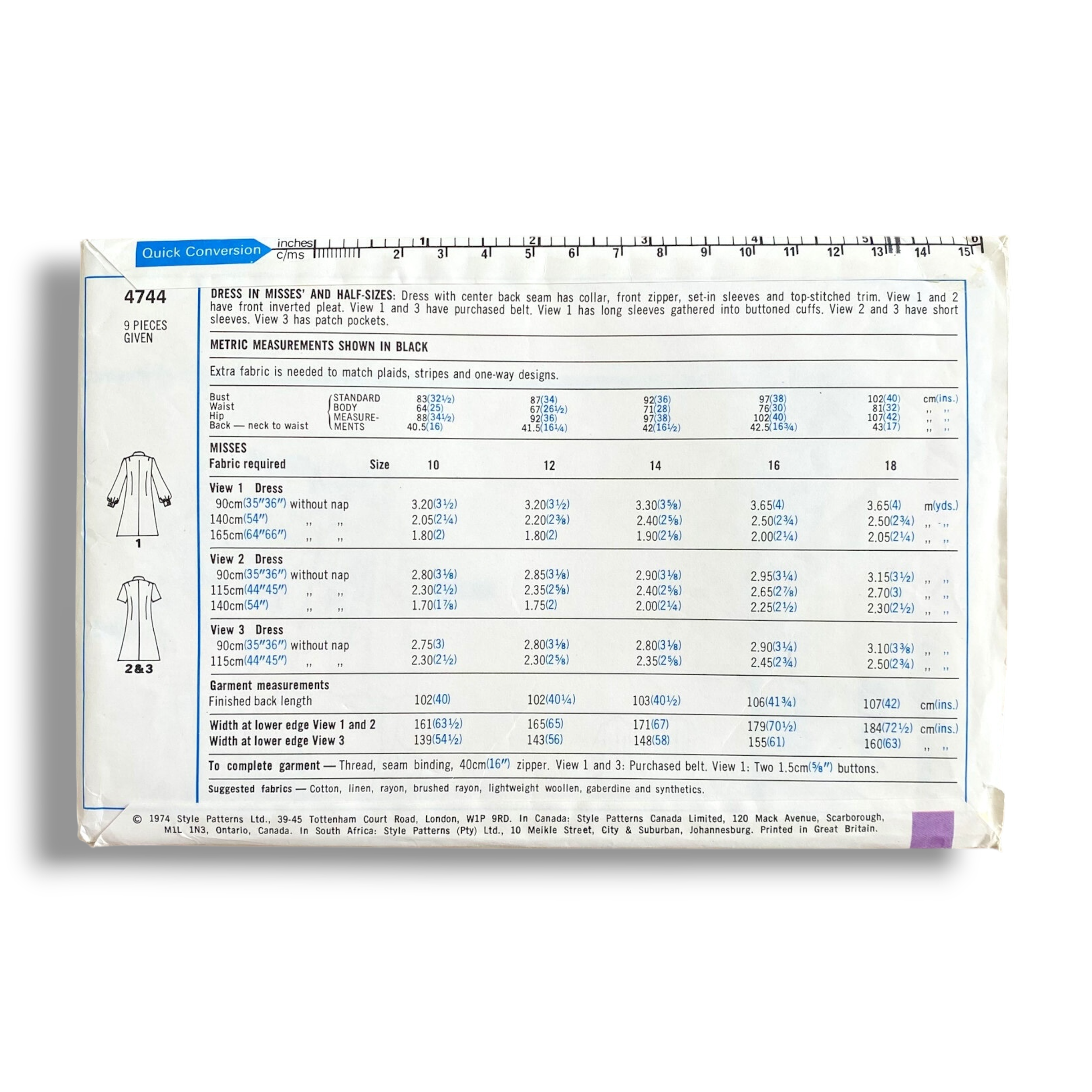 Style 4744, 70s Dress, Size 14:36, Factory Folded, Vintage Sewing Pattern1.PNG