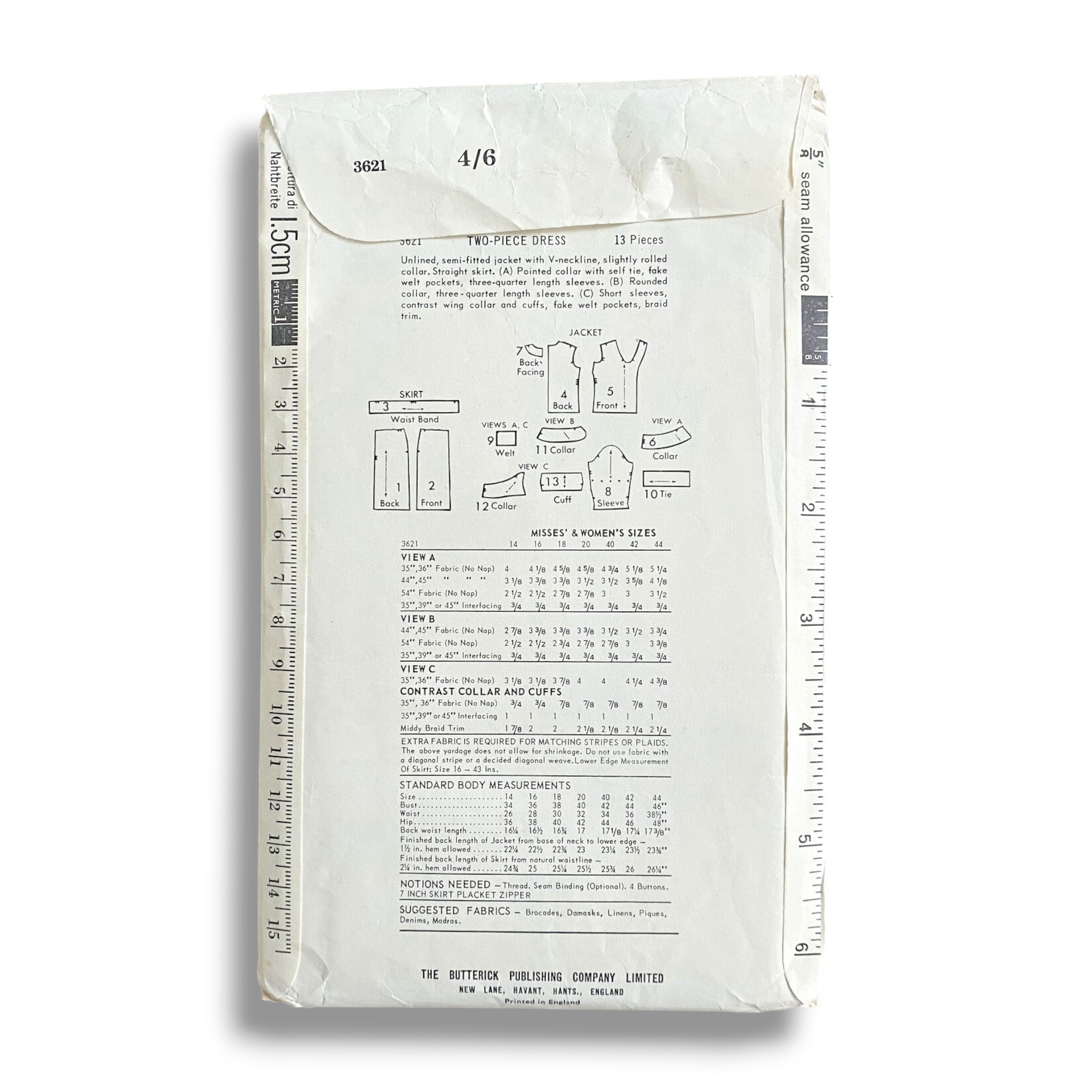 Butterick 3621, 60s Dress, Size 16:36, Cut & Complete, Vintage Sewing Pattern1.PNG