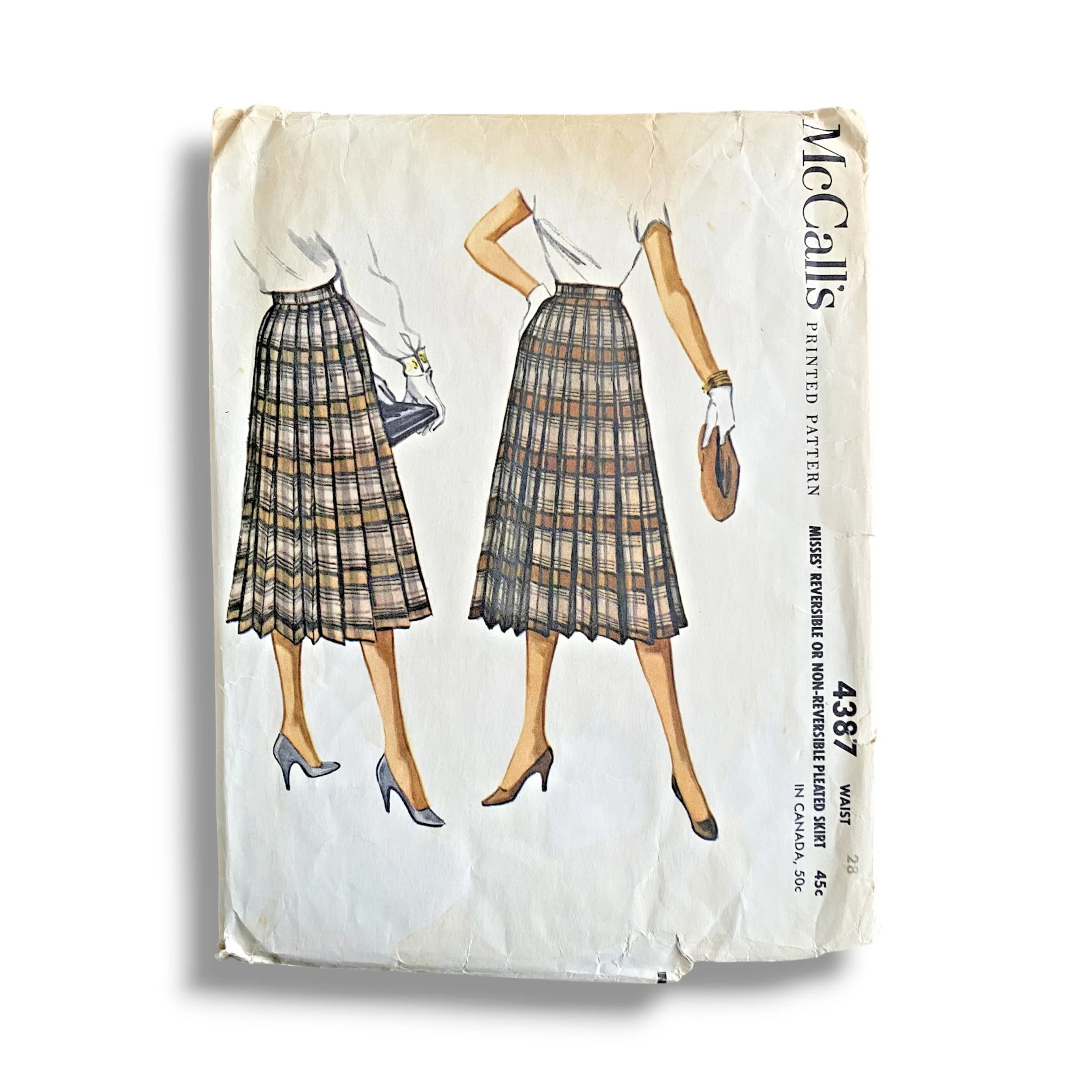 McCalls 4387, 50s Pleated Skirt, Waist 28, Cut & Complete, Vintage Sewing Pattern.jpg