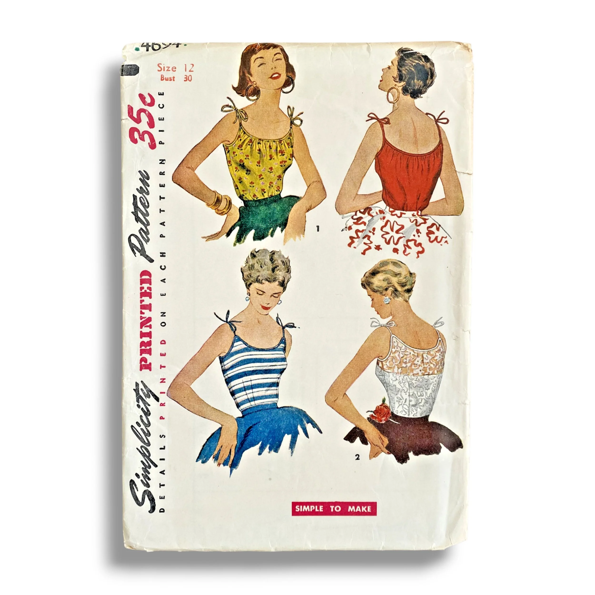 Simplicity 4694, 50s Blouse, Size 12:30, Cut & Complete, Vintage Sewing Pattern.jpg