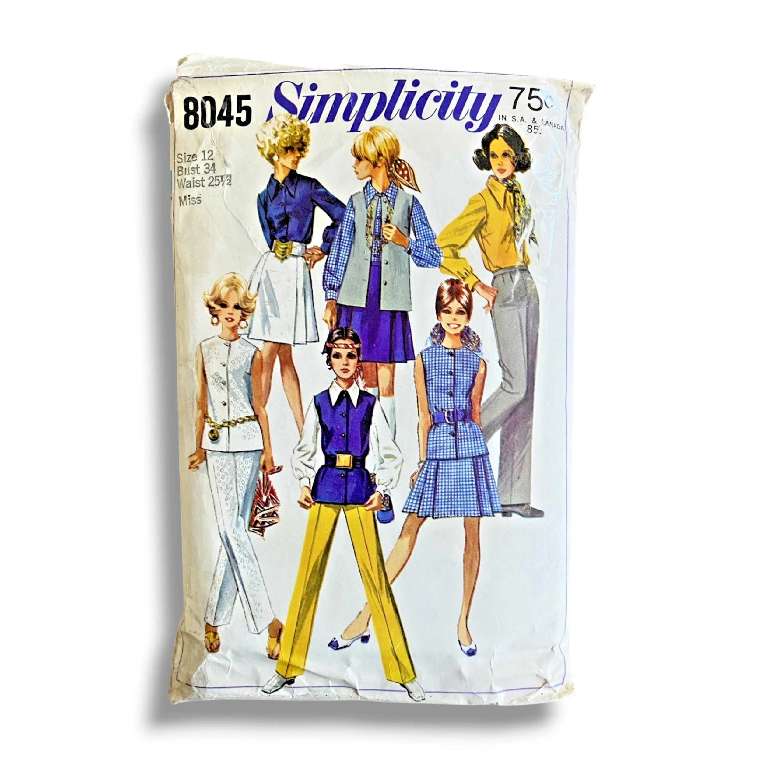 Simplicity 8045, 60s Skirt:Blouse:Pant:Jacket, Size 12:34, Cut & Complete, Vintage Sewing Pattern.jpg