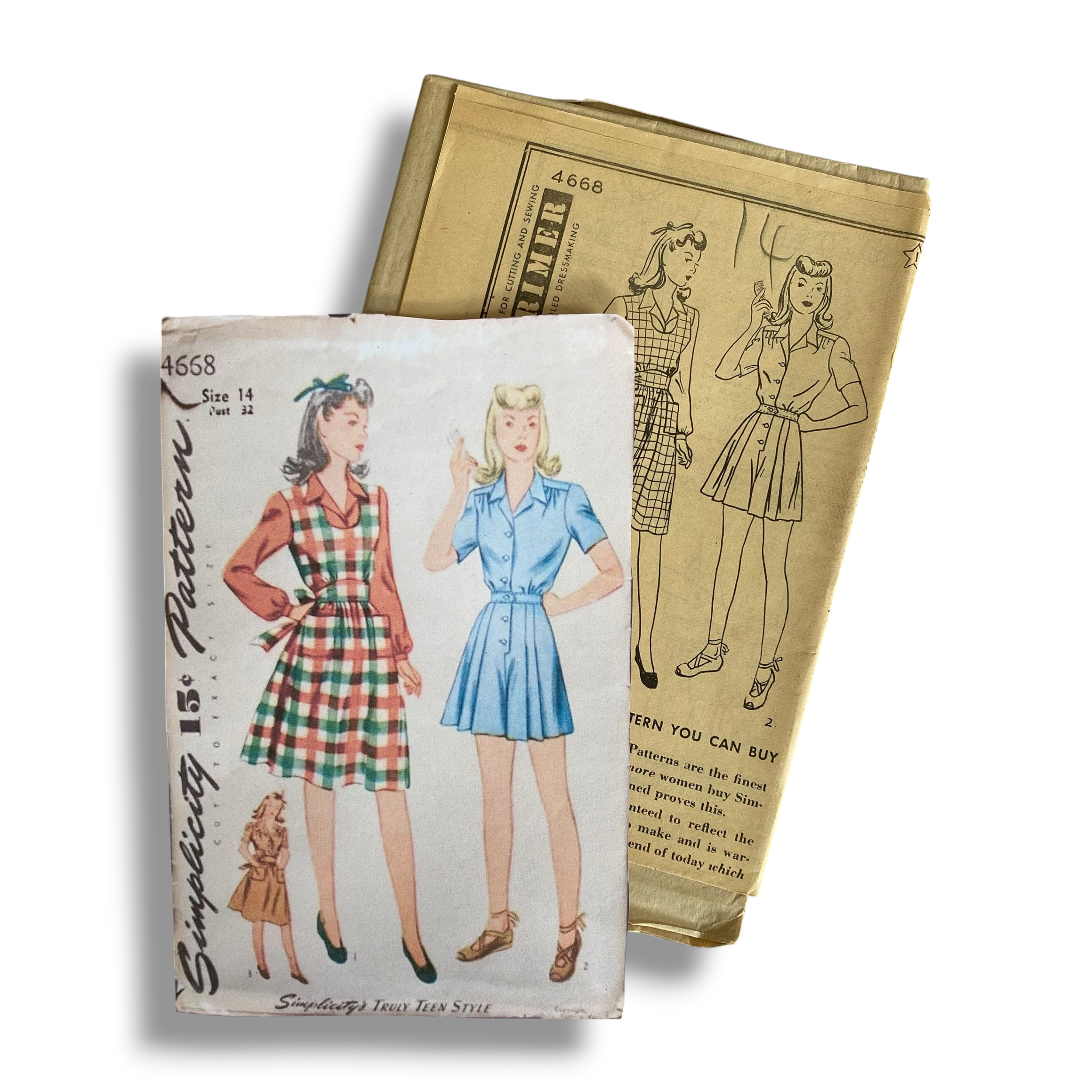 Simplicity 4668, 40s Jumper, Skirt & Playsuit, Size 14/32, Factory Folded, No Envelope, Vintage Sewing Pattern