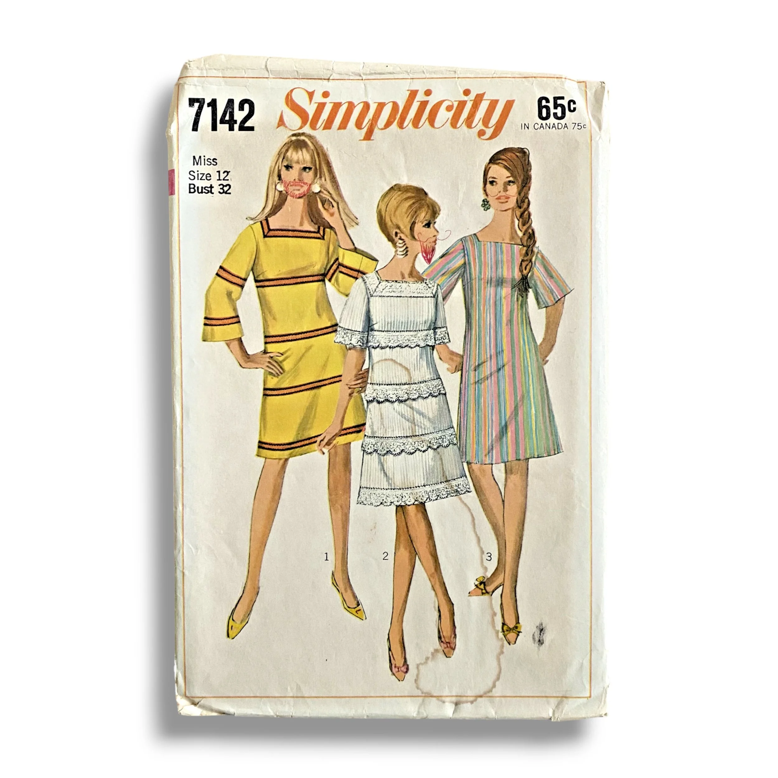 Simplicity 7142, 60s Dress, Size 12:32, Factory Folded, Vintage Sewing Pattern.jpg