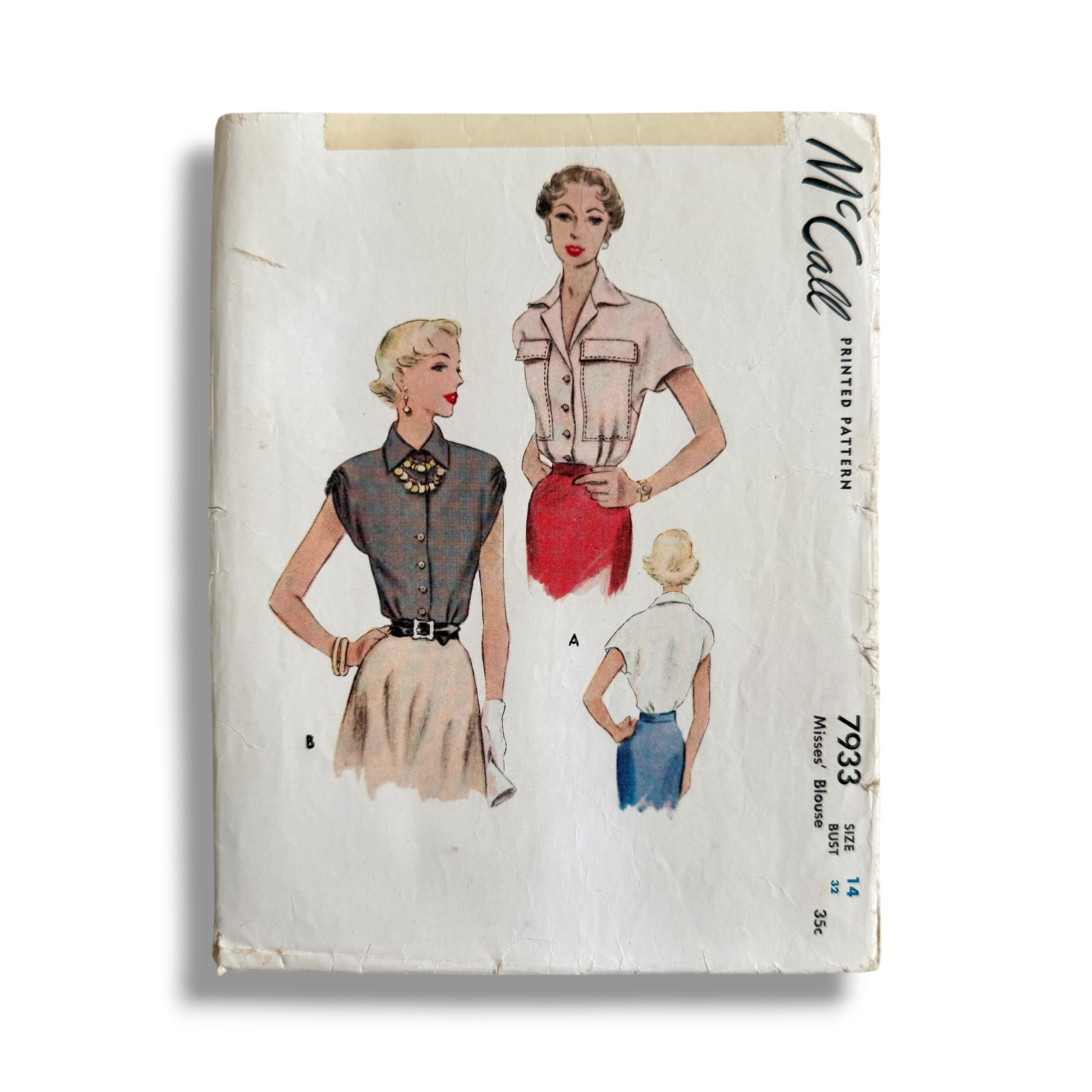 McCall 7933, 40s Cap Sleeve Blouse, Size 14 Bust 32, Cut & Complete, Vintage Sewing Pattern1.PNG