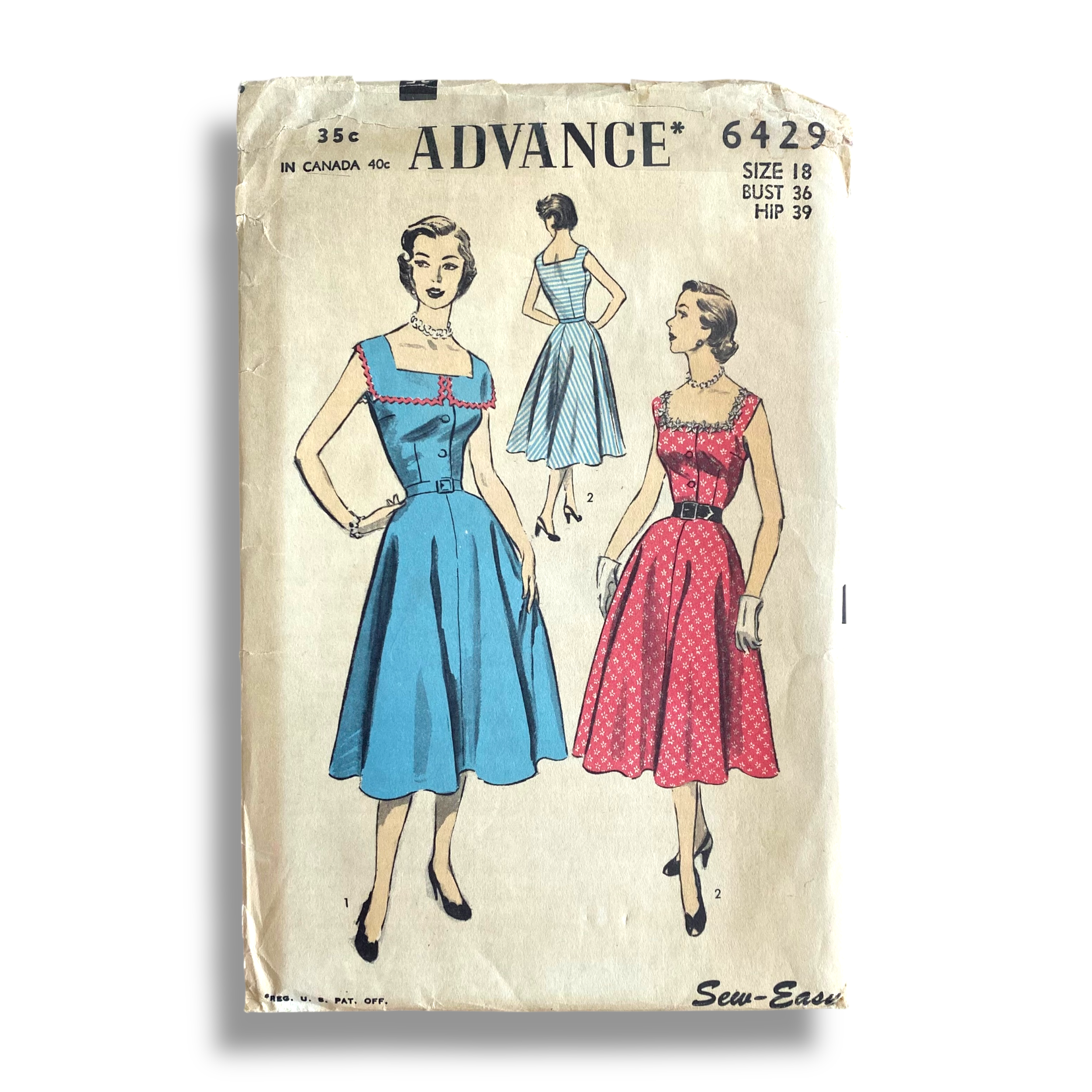 Advance 6429, 50s Dress, Size 18:36:39, Factory Folded, Vintage Sewing Pattern1.png