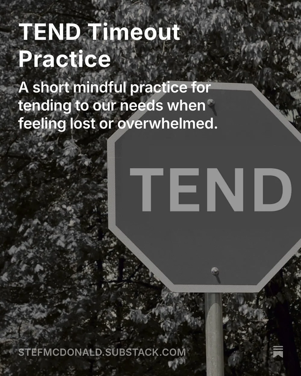 New Substack post on a go-to mindful meditation practice I call TEND. T for taking a timeout; E for exploring what you&rsquo;re thinking and feeling; N for nurturing yourself; D for doing something more to take care of yourself. Link in bio.