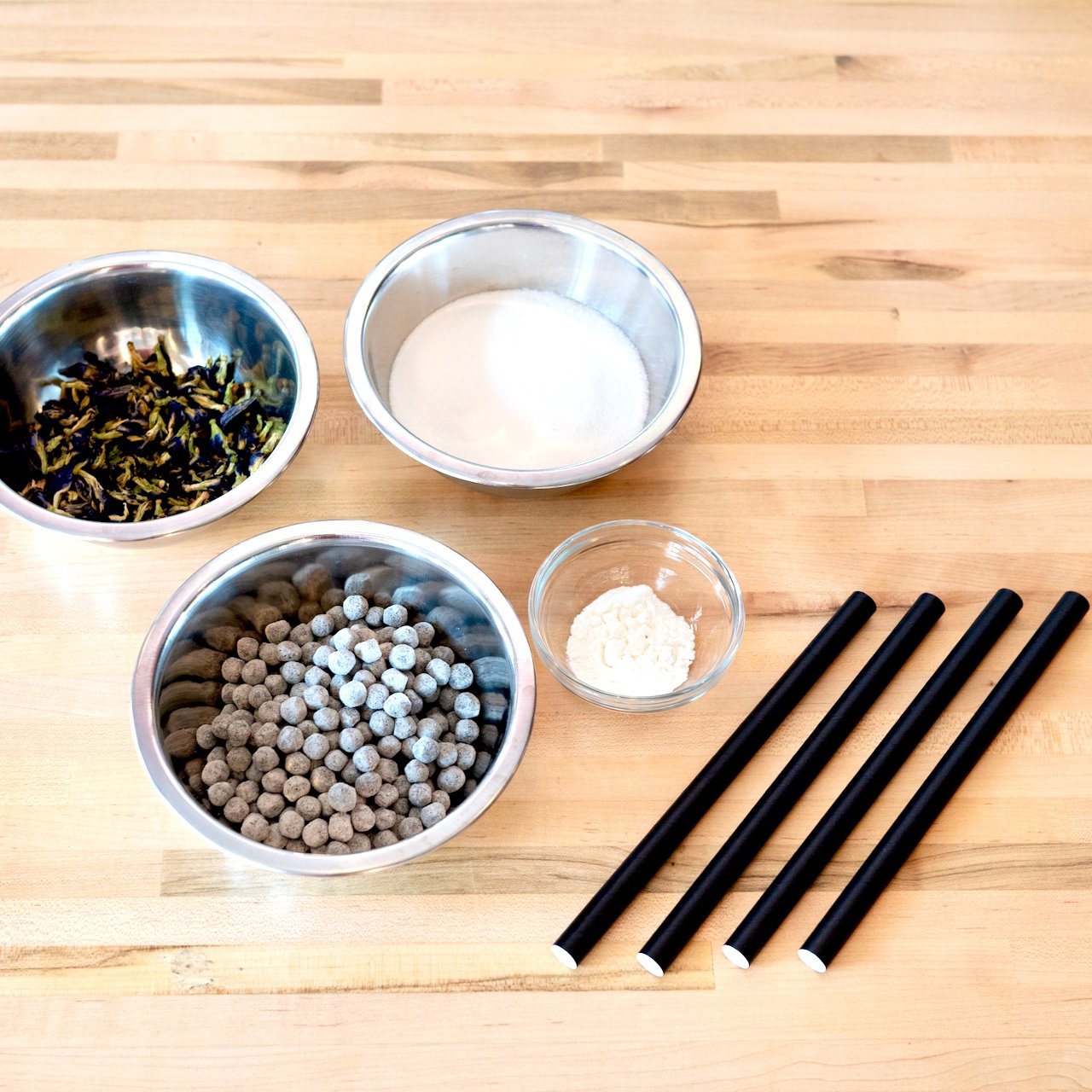 Learn how to make your own butterfly pea flower bubble tea DIY Kit