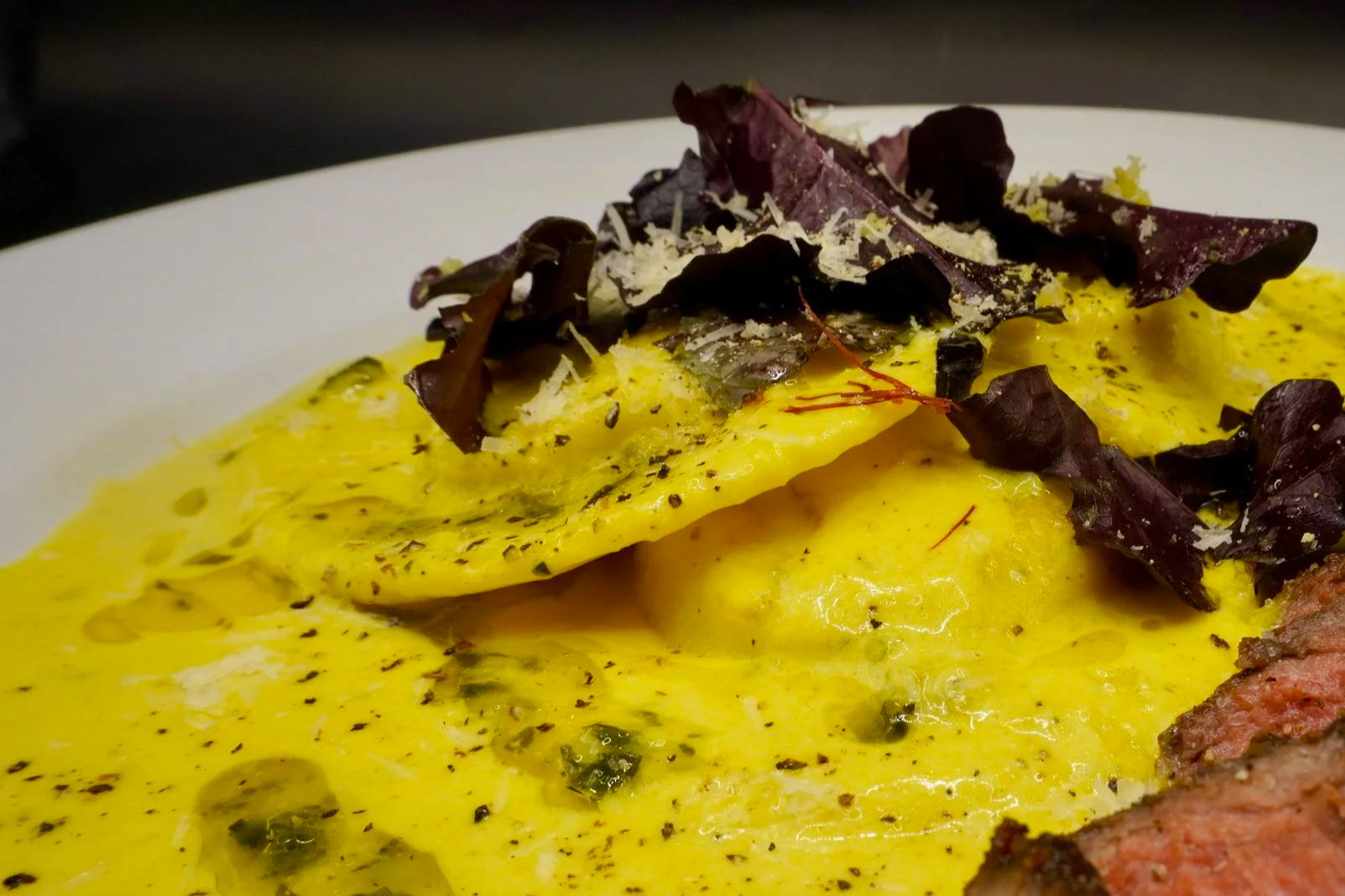 Ravioli & Saffron Cream Sauce