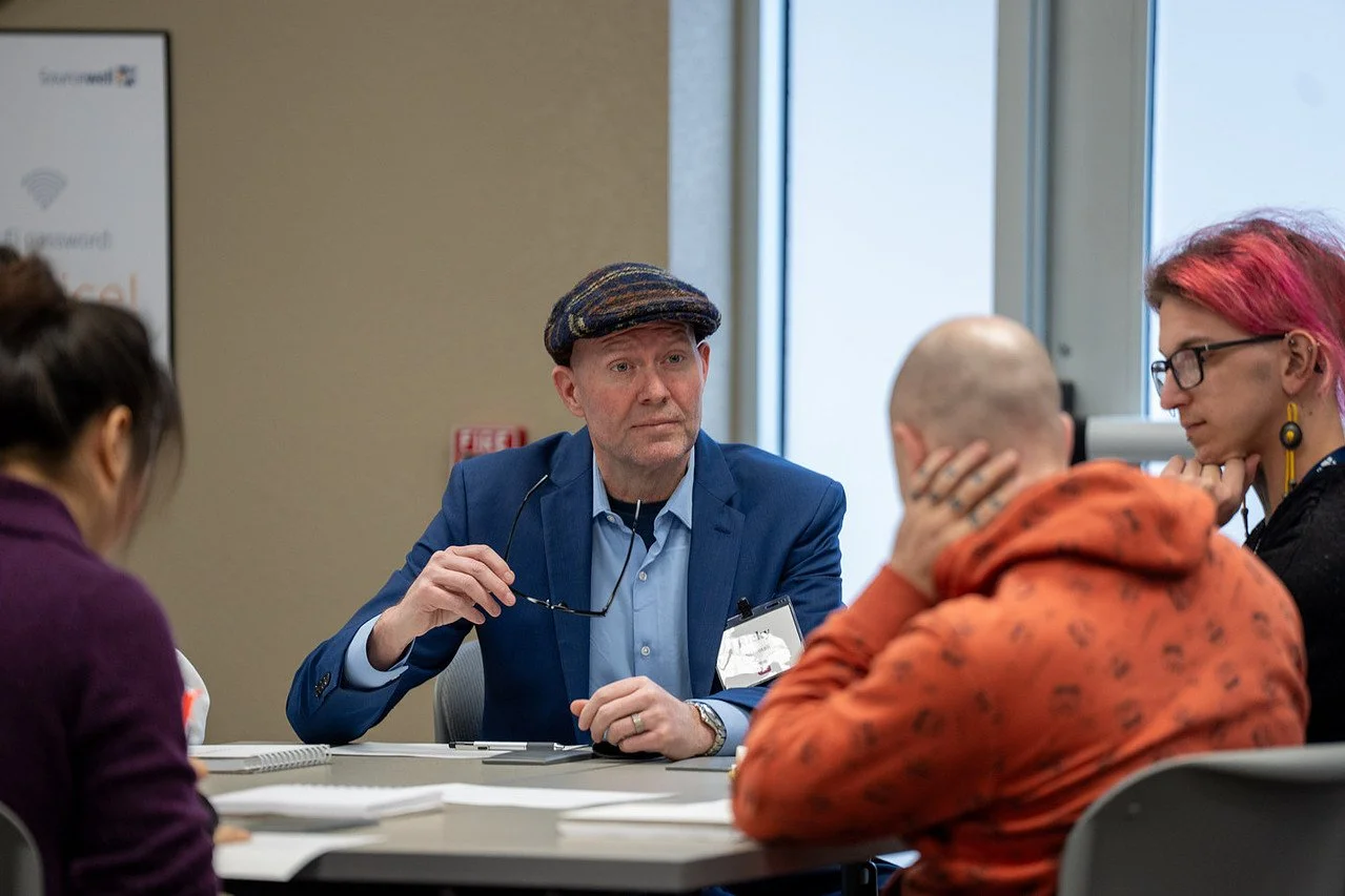 People working at a table