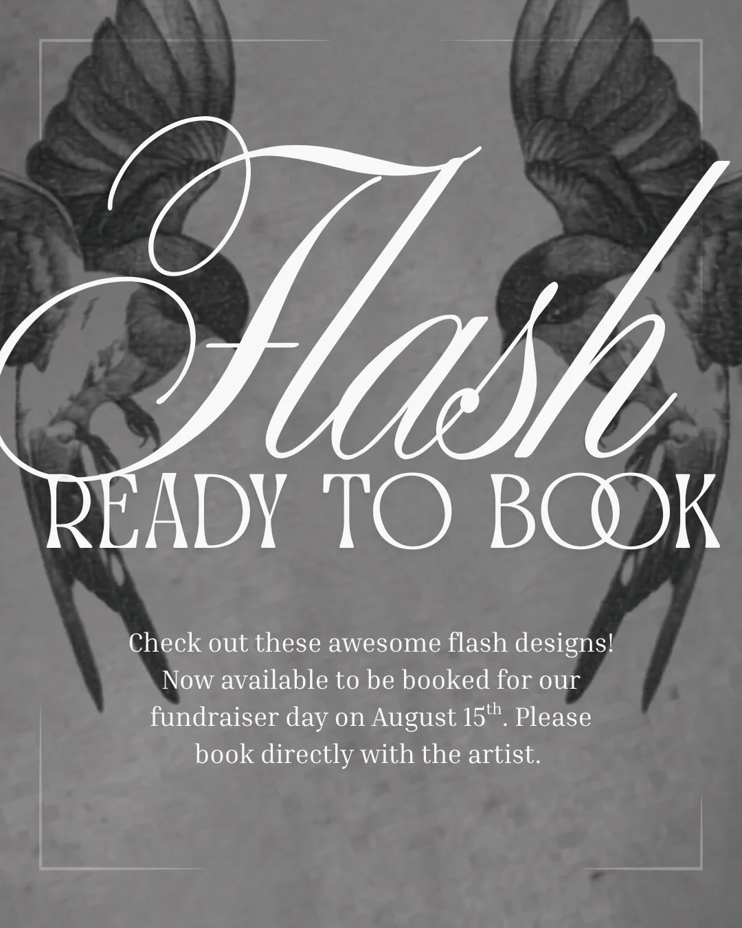 🐦 Our Bird Flash Fundraiser is here! 🐦

We&rsquo;re so excited to finally share what our artists have been working on.

On Saturday, August 15, we&rsquo;ll be hosting an all-day bird flash fundraiser in support of Salthaven Wildlife Rehabilitation 