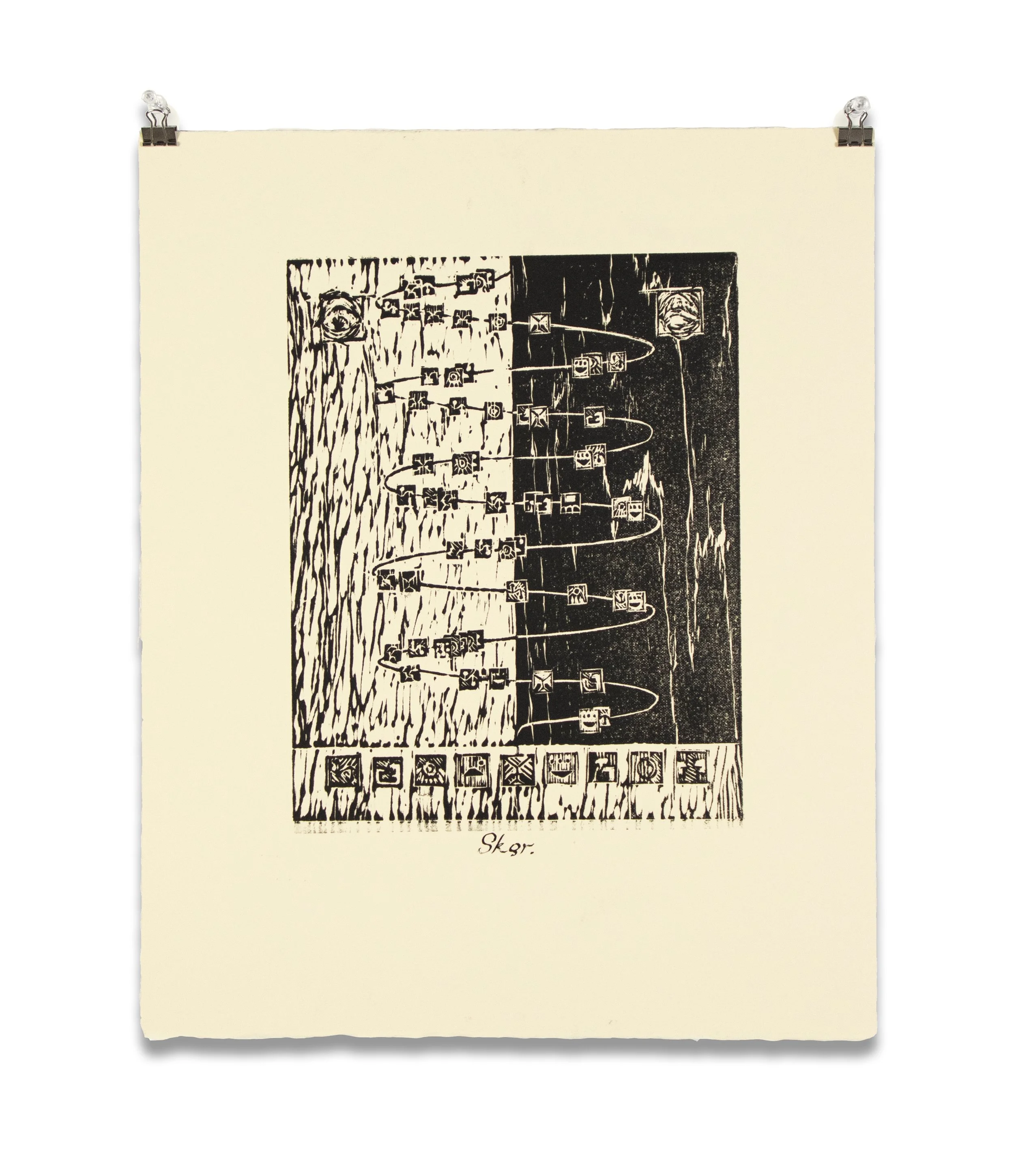 The Record of a Workweek in the 21st Century A.D.
15.7" x 12.8”, 2023
Woodcut print on paper