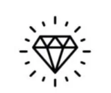 Outline of a diamond with rays radiating outward