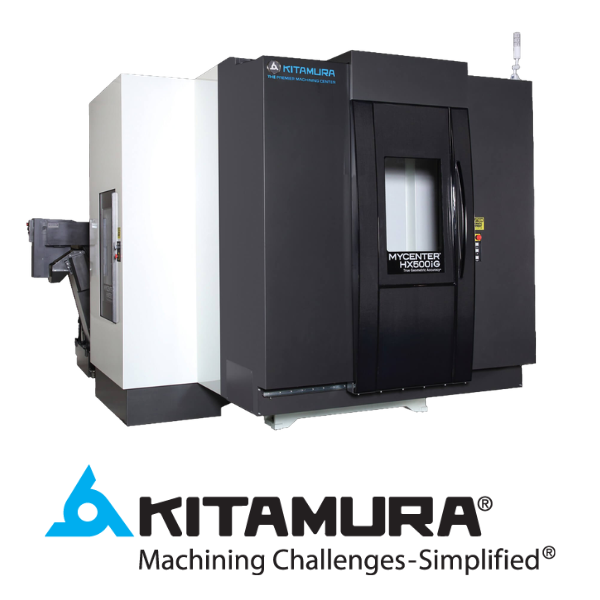 Close-up of a Kitamura HX500iG CNC milling machine in a manufacturing setting.