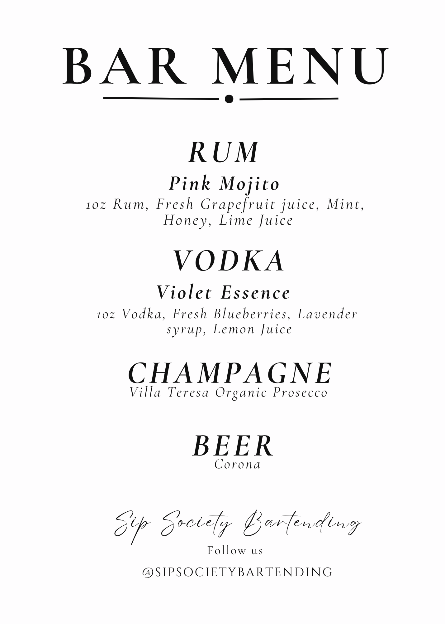Bar Menu
