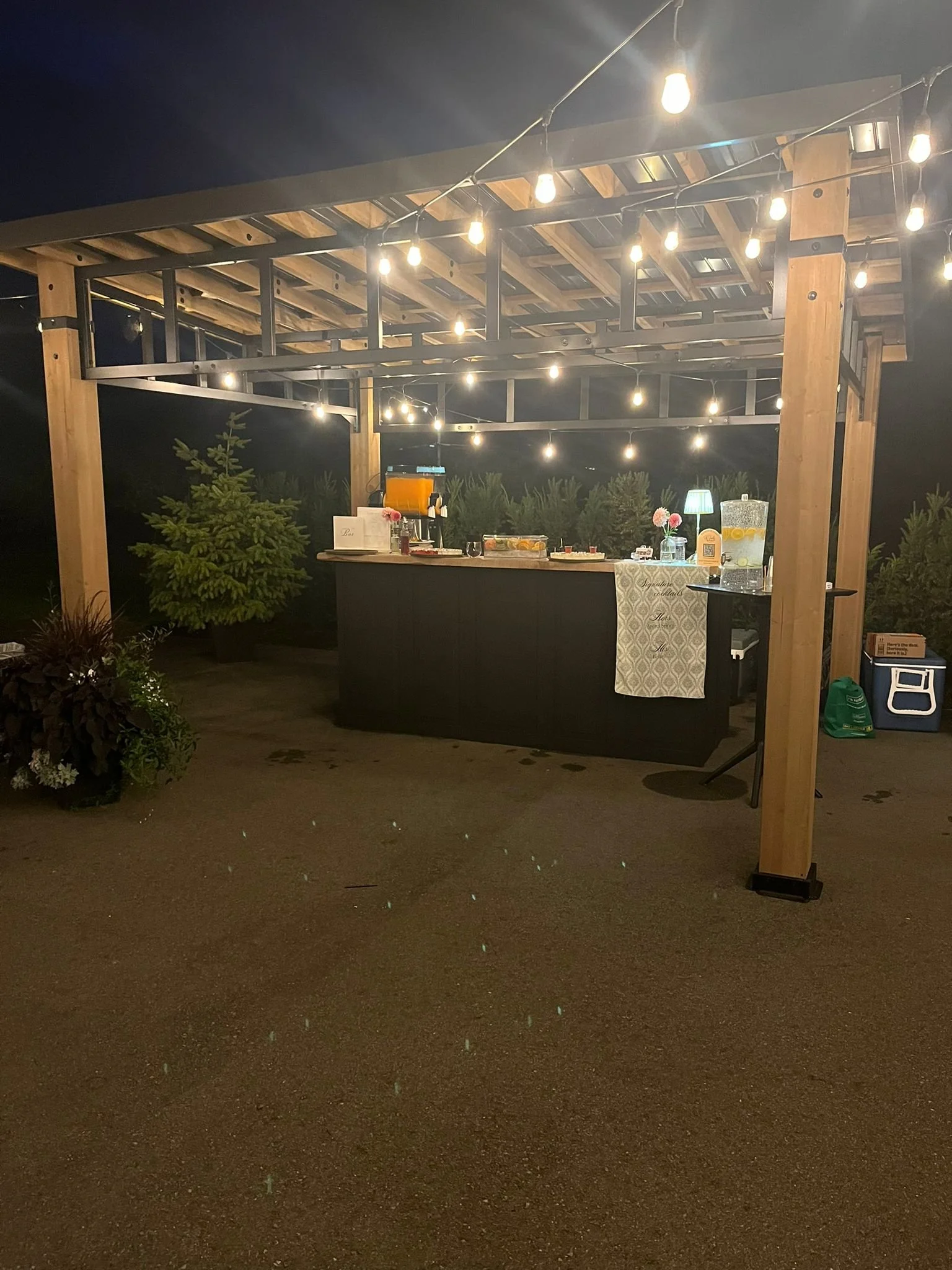 Bar setup at night