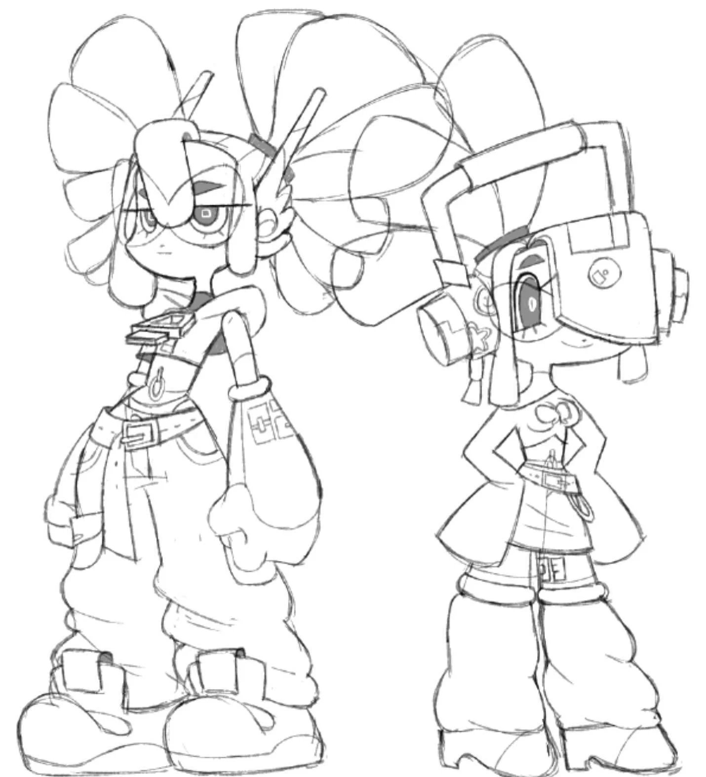 Some doodles :) a redesign of cmyk, and I finally drew her counterpart rgb! And a redesign of Toni! 
.
#art #drawing #sketch