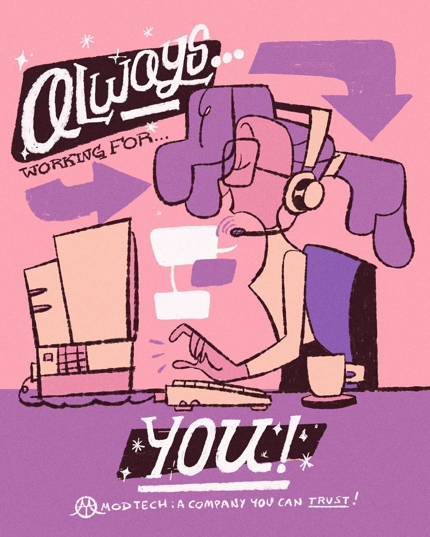 I hope they don&rsquo;t mean 24/7&hellip;right?
.
.
This was a fun little thing I did to really push the 70s vibe on her design! I&rsquo;ve never seen POC drawn in the UPA style, or if I have it&rsquo;s rare, so I really wanted to depict her in that 