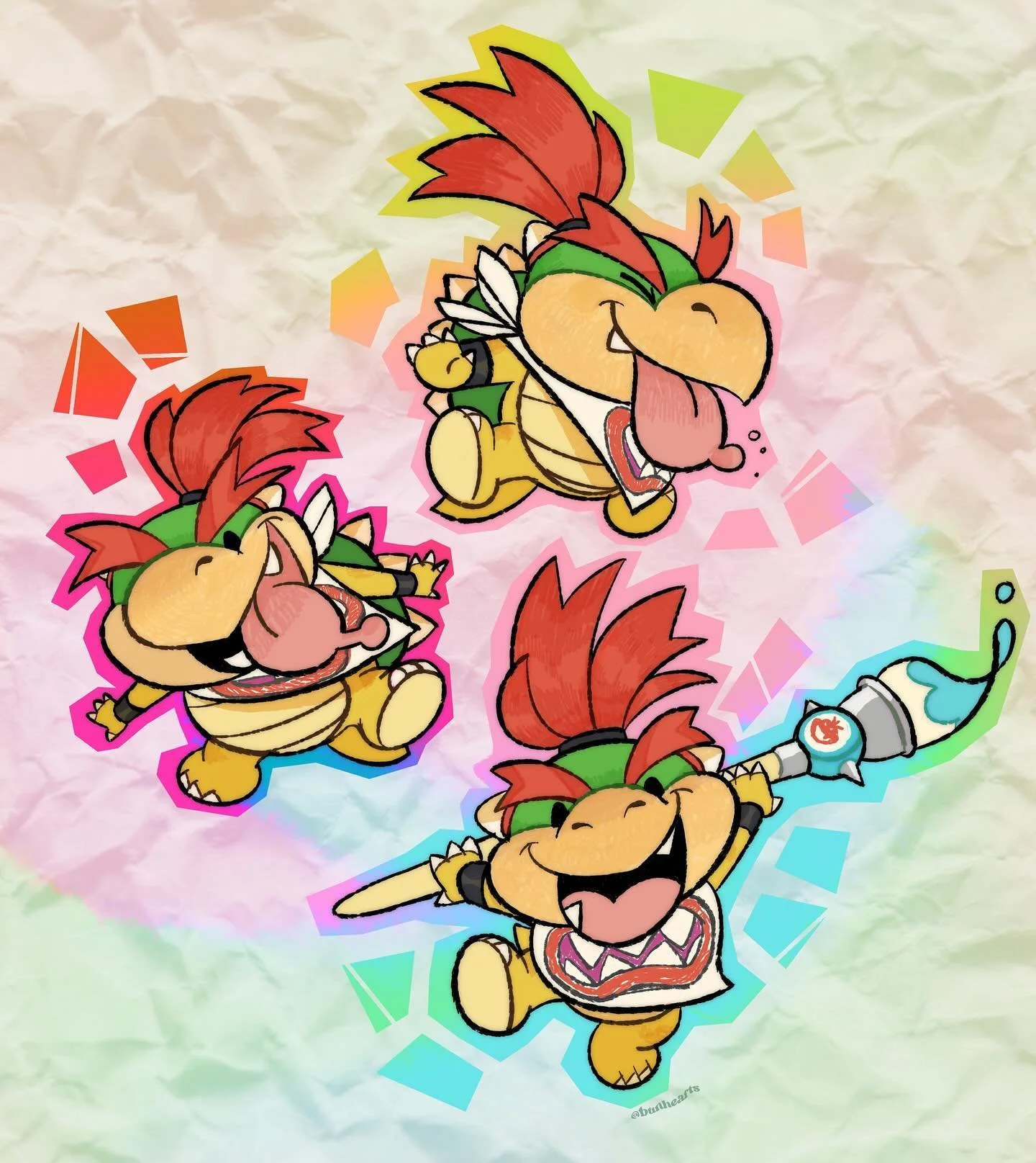 BOWSER (junior)
He&rsquo;s such a little rascal! I wanted to draw him after I saw this really squished plush of him at universal studios. I based it off of it, so the design is really chibi and cute. I hope you like!

#nintendo #bowser #art #illustra