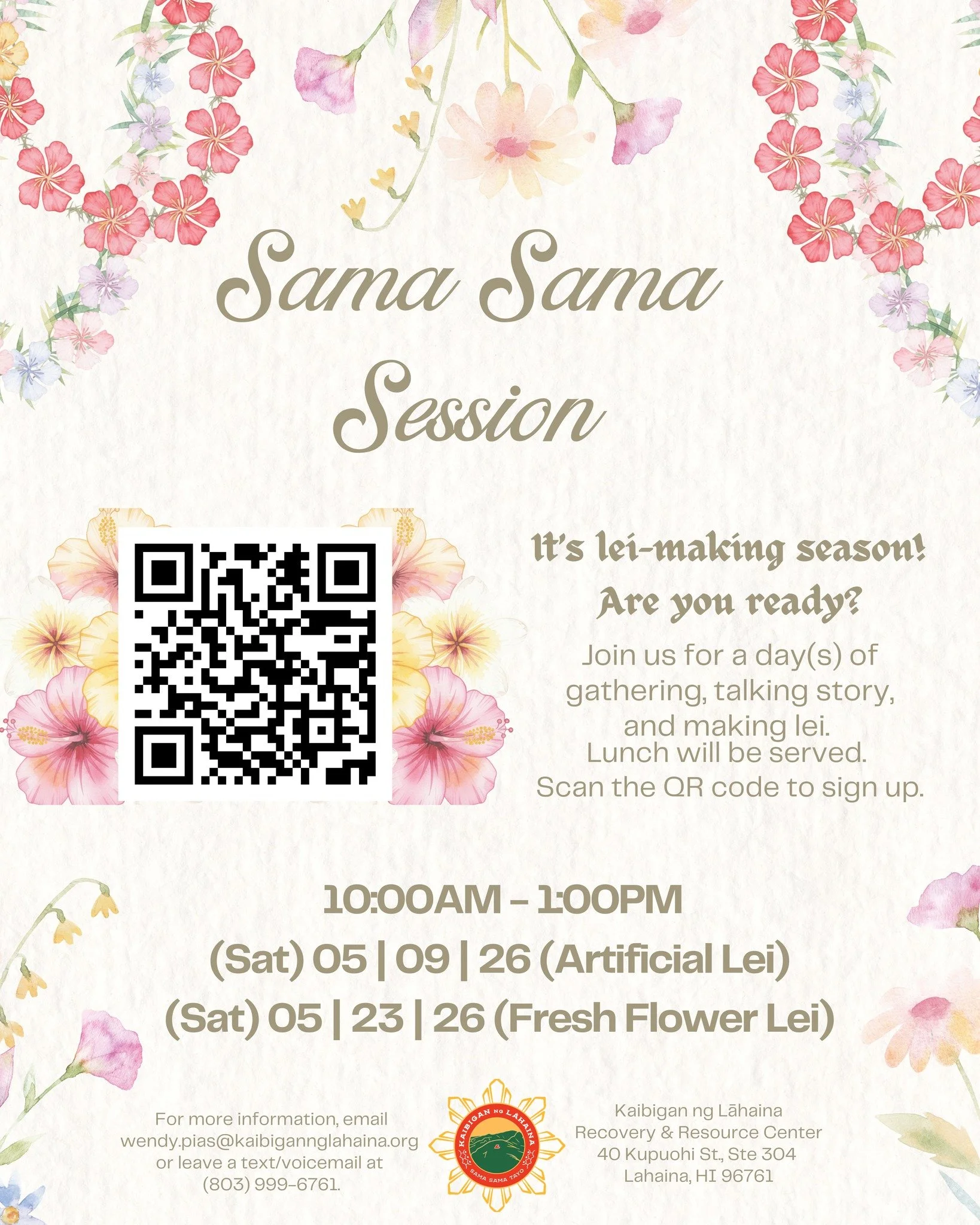 Lei-making season is here! Whether you&rsquo;re getting ready for graduation, celebrating the season, or honoring your loved ones (which includes you), we welcome you to join us for a day of gathering, talking story, and crafting beautiful lei! 🌸

L