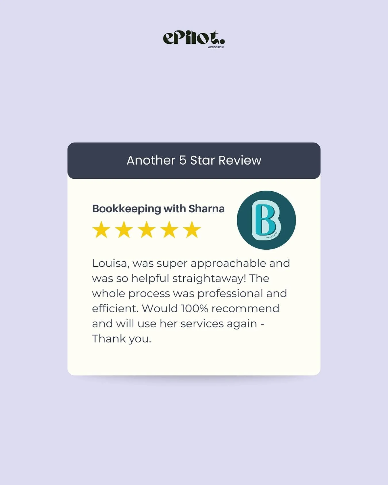 ✨ Kind words from Sharna at Bookkeeping with Sharna!
It means the world to work with brilliant small businesses. Thanks so much for the lovely review 💬💻
#WebDesignUK #ClientLove #SmallBusinessSupport #SquarespaceDesigner #FreelanceWebDesigner #Bo