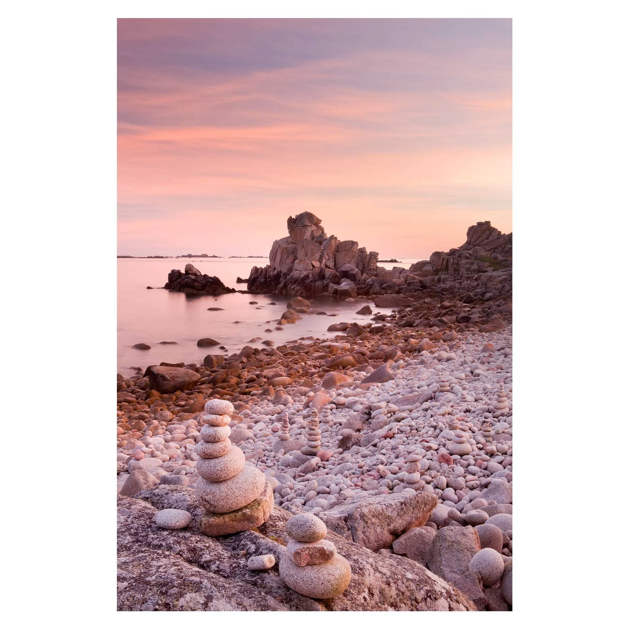 Sunset pebble stacks, St Agnes, Isles of Scilly