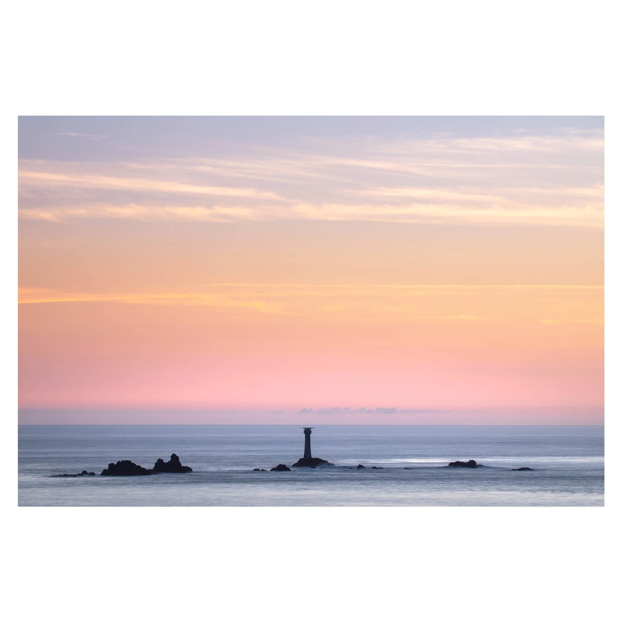 Longships lighthouse sunset, Cornwall