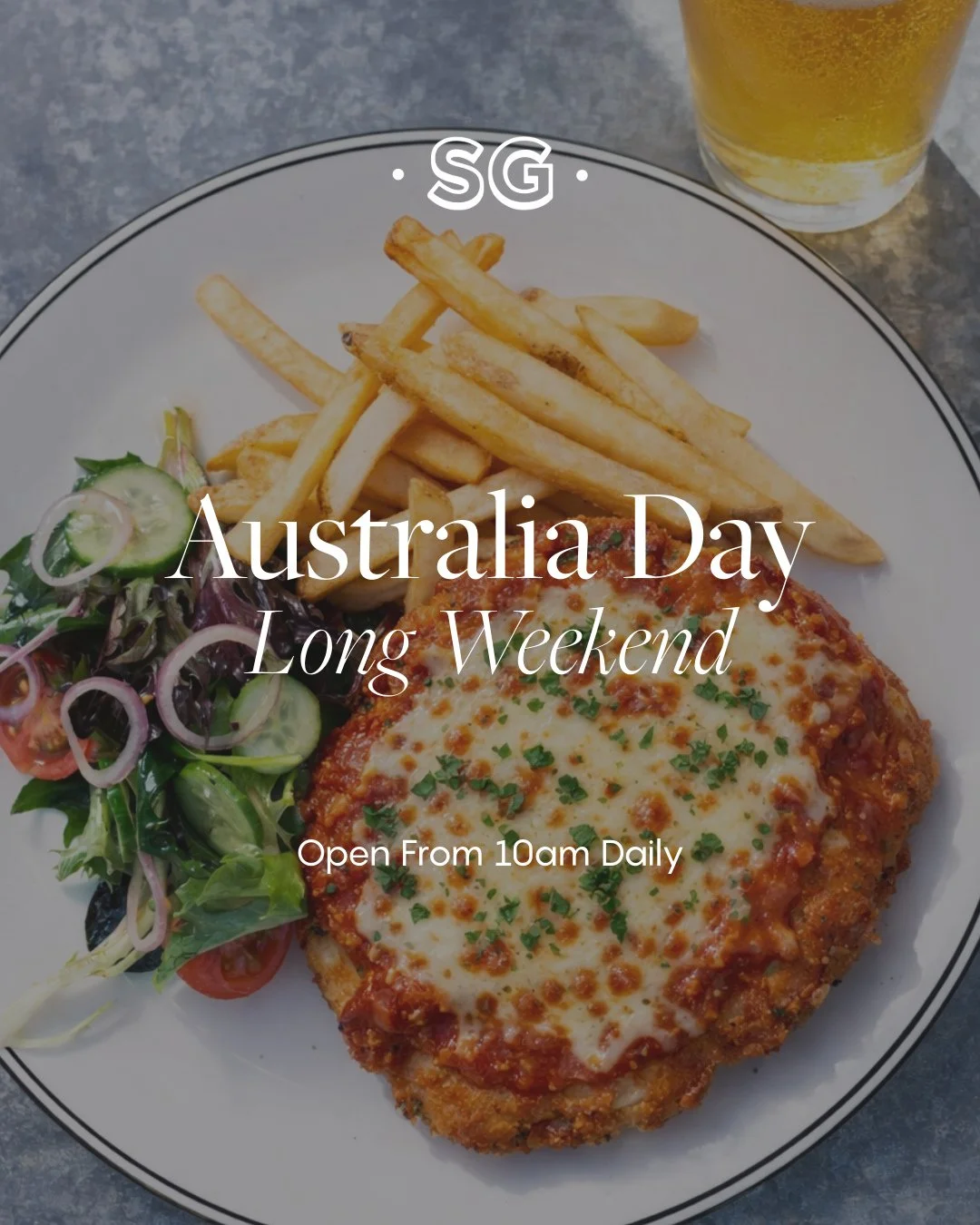 Australia Day Long Weekend 🇦🇺 We&rsquo;re open from 10am daily all long weekend!⁠
⁠
Celebrate Aussie style with a Parmi &amp; Pint special on Australia Day, plus Beef &amp; Reef on the menu 🥩🦐 It&rsquo;s going to be a scorcher ☀️ so come cool off