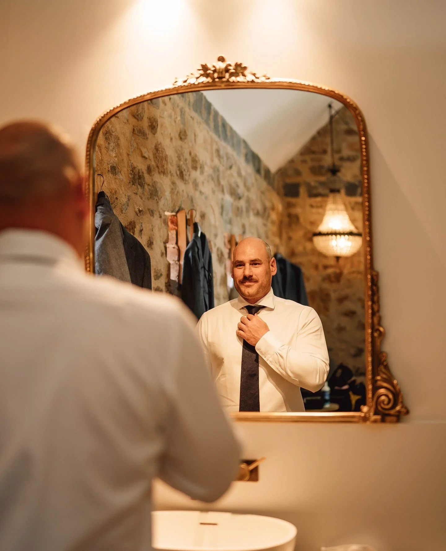 Suited and booted, ready for the big day 🖤⁠
⁠
⁠
#JessandJeremy #TheSirGeorgeWeddings