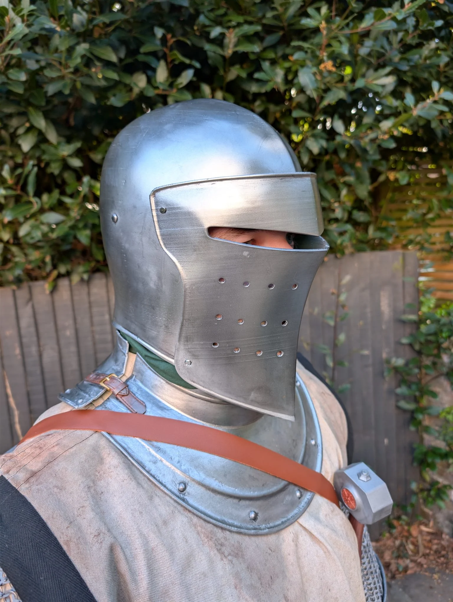 Close up head (with green snood underneath for comfort peaking through)