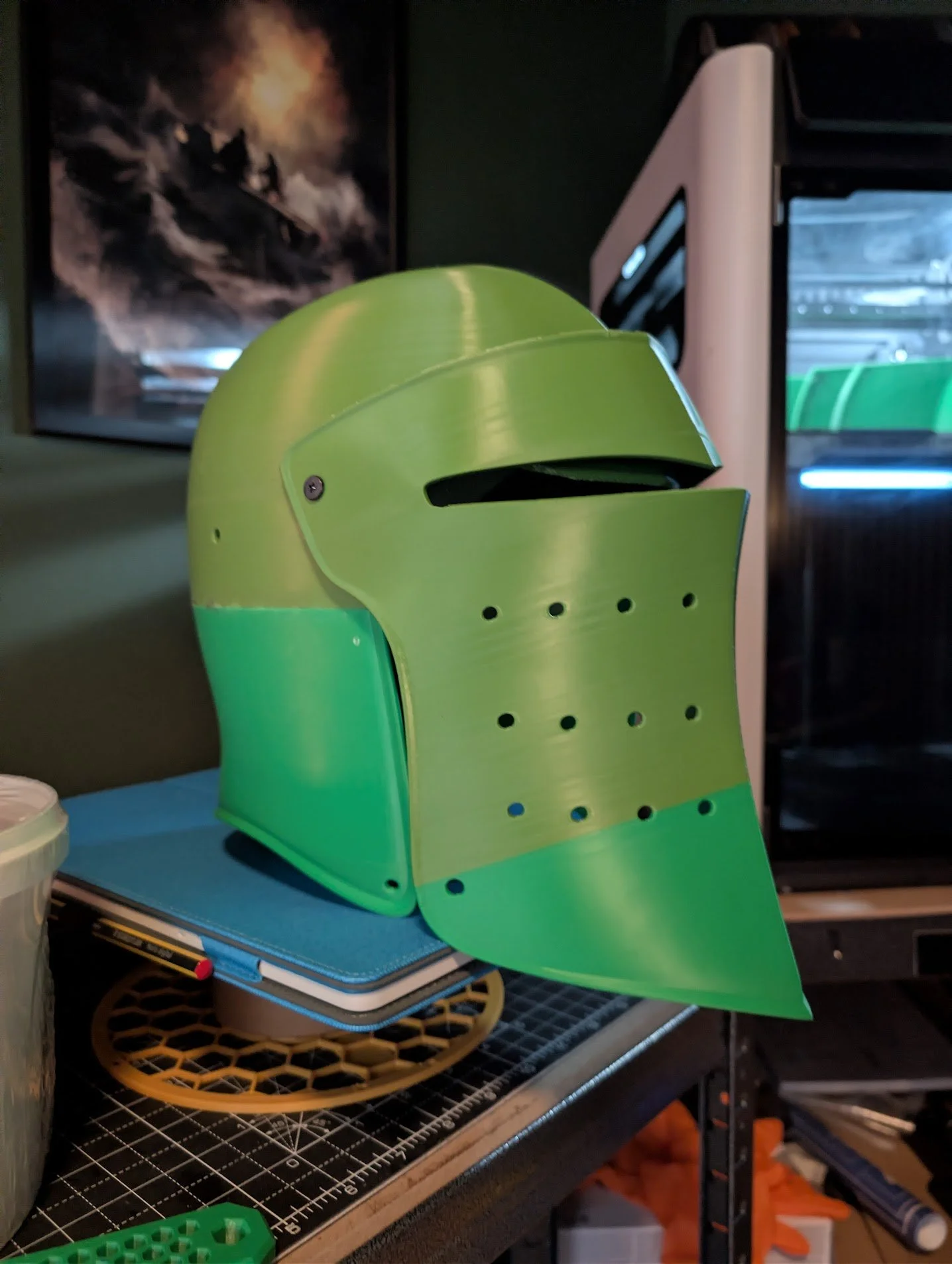 Raw print assembled of helmet