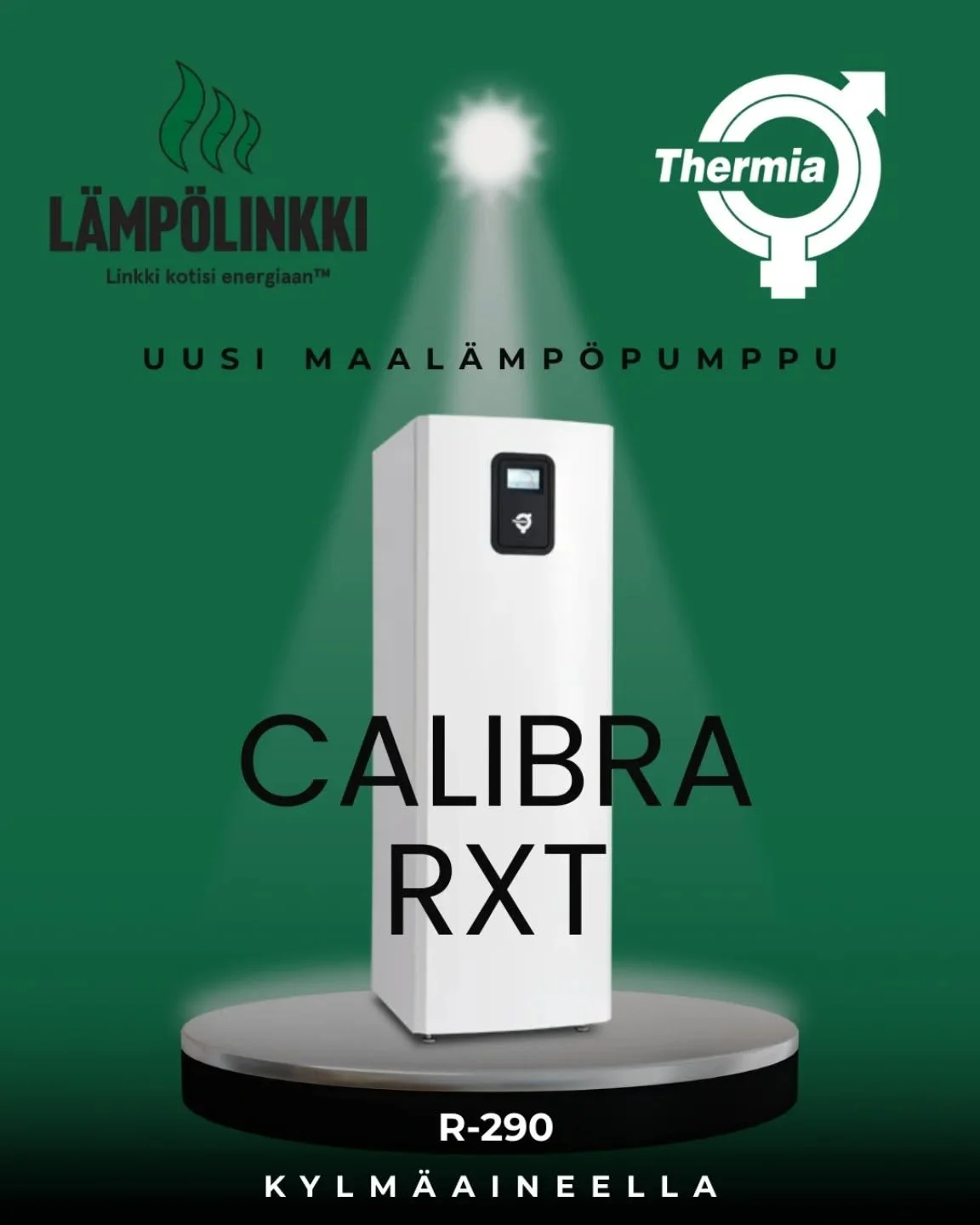 Uutuus L&auml;mp&ouml;linkilt&auml; &ndash; Thermia Calibra RXT

Tulevaisuuden maal&auml;mp&ouml;pumppu on t&auml;&auml;ll&auml;.
Thermia Calibra RXT yhdist&auml;&auml; huippuluokan energiatehokkuuden ja luonnollisen R290-kylm&auml;aineen &ndash; pie