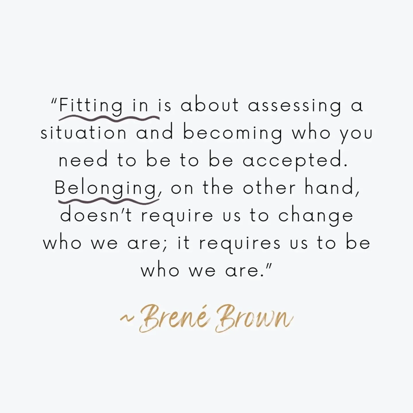 There's a huge difference between trying to fit in and finding belonging...

❌ Fitting in requires us to change who we are 
✅ Belonging requires us to be who we are 

But here's the catch, when our self-esteem is low we're going to feel the need to f