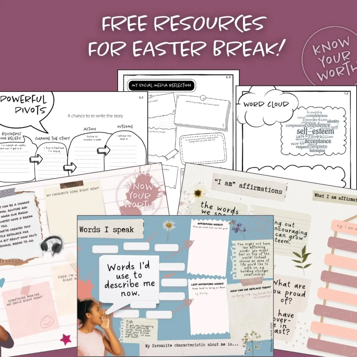 Free self-esteem resources are available for you right now! 

If you're looking for something to help you or your teen girls grow their self-esteem over the Easter break then we've got loads of downloadables just for you 🙌

Head to know-your-worth.o